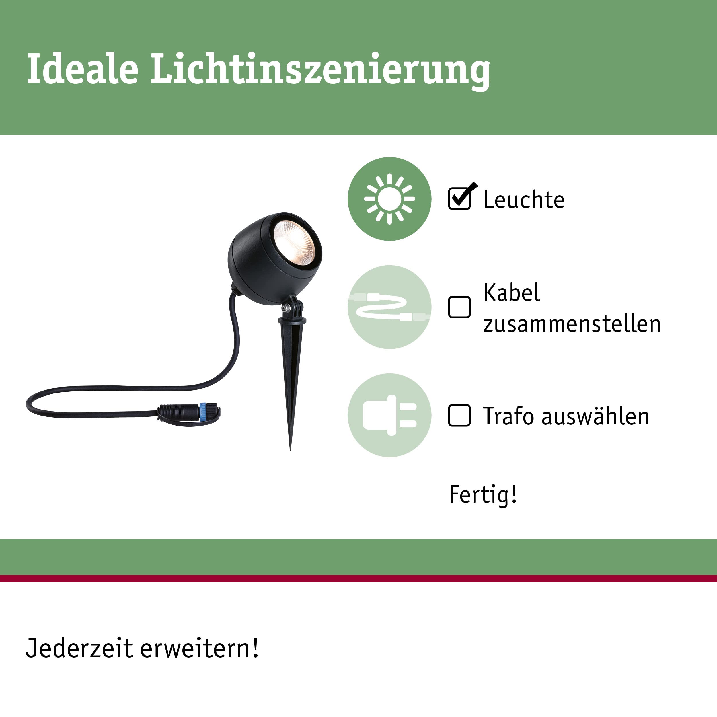 Paulmann Plug & Shine 94774 Gartenstrahler Kikolo anthrazit