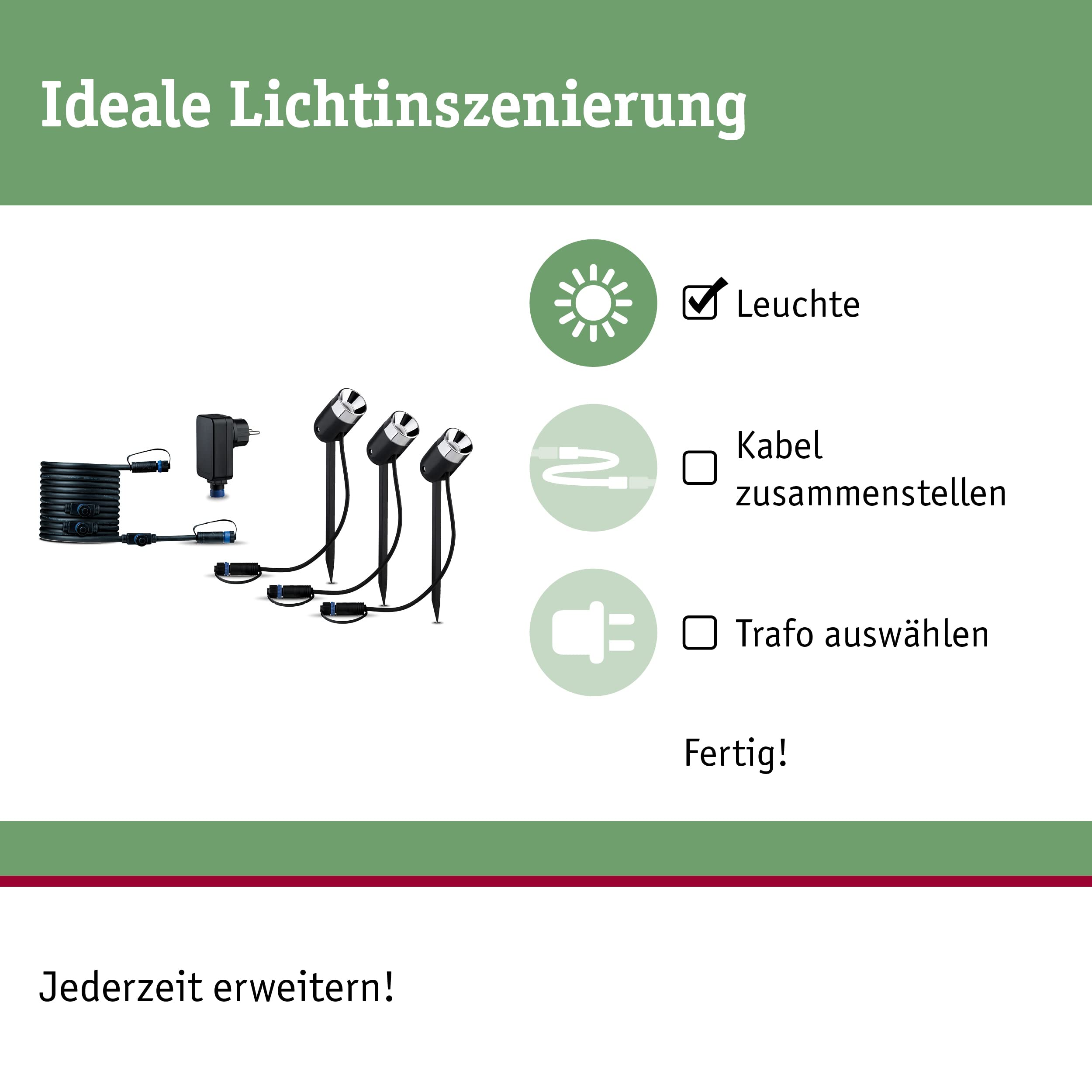 Paulmann Plug & Shine Pike 94242 LED Gartenstrahler Basisset 3000K