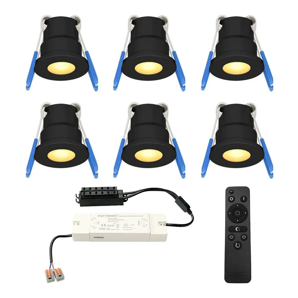Hoftronic Einbaustrahler IP65 Set 6x3W warmweiß dimmbar