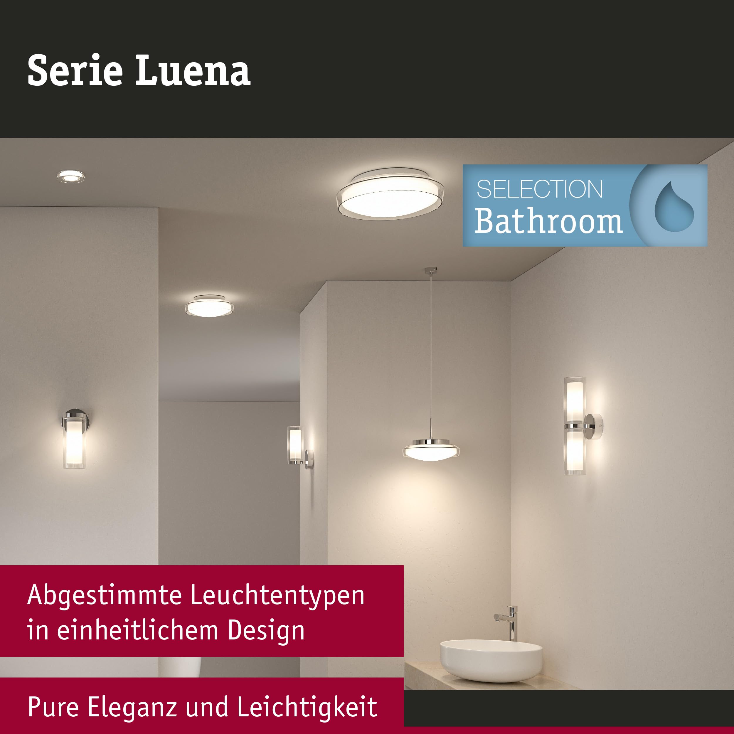 Paulmann Luena 71080 Pendelleuchte Chrom Glas IP44 3000K