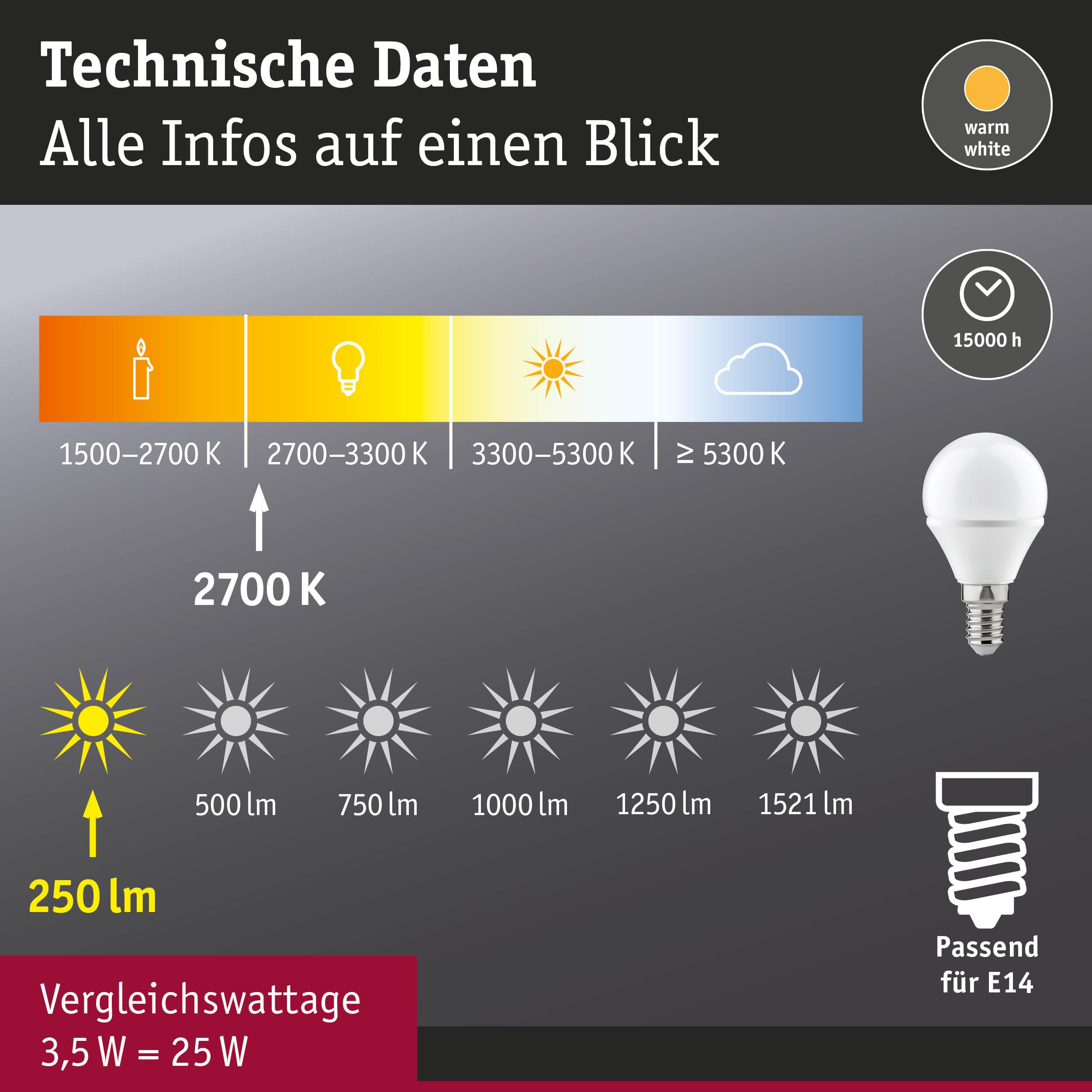 Paulmann 28427 LED-Tropfen E14 3 Stück warmweiß