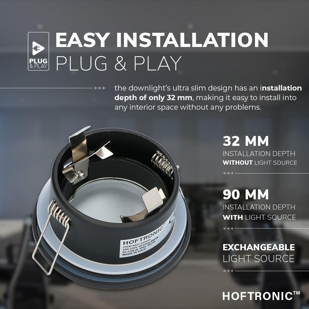 Hoftronic LED Einbaustrahler IP44 3er Set 4000K schwarz