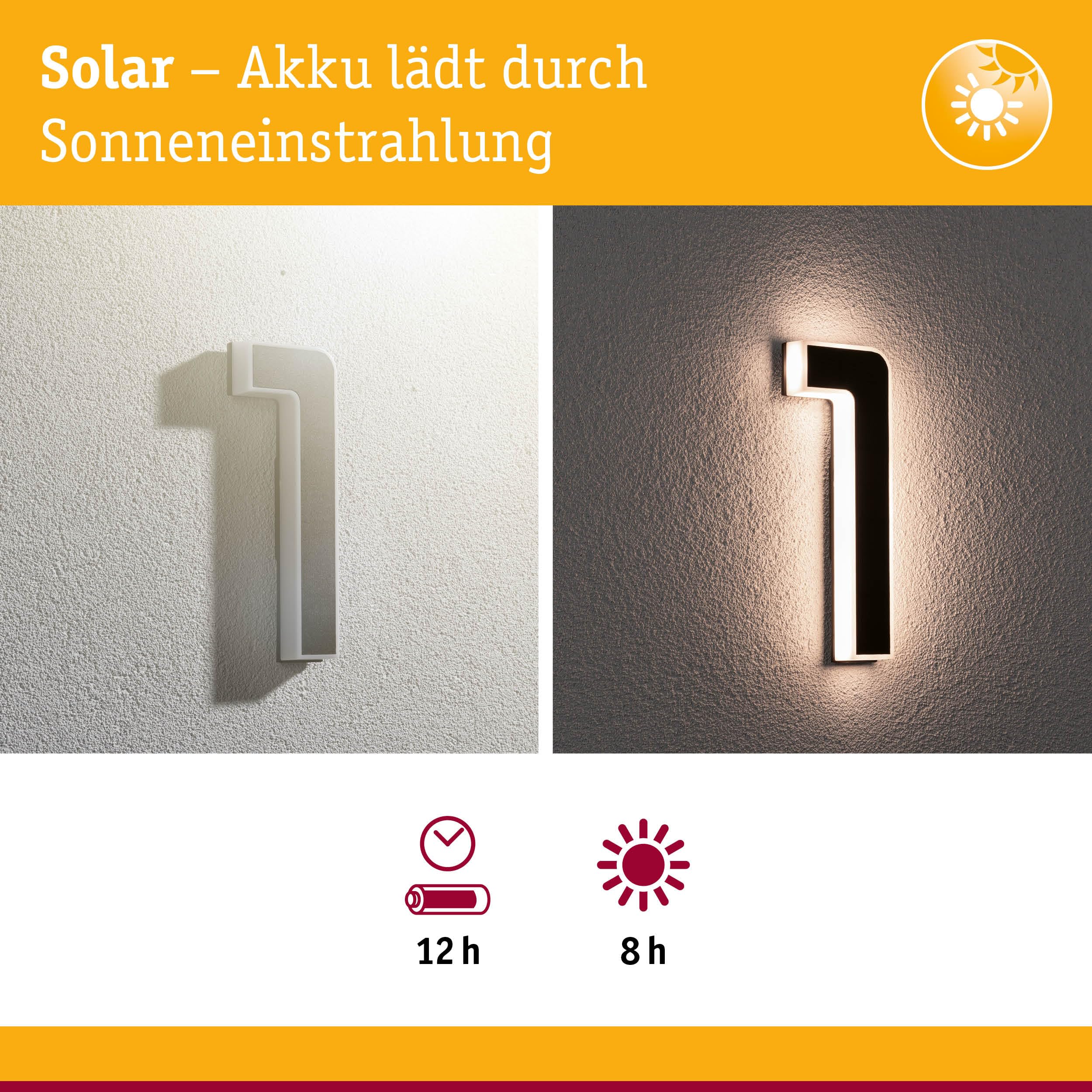 Paulmann LED Solar Hausnummer 1 IP44 Schwarz warmweiß