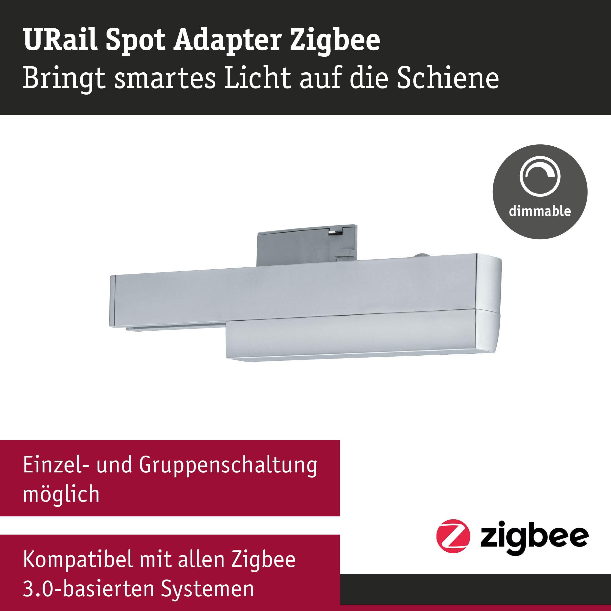 Paulmann URail 95676 Schienenadapter Zigbee 3.0 Chrom matt smart