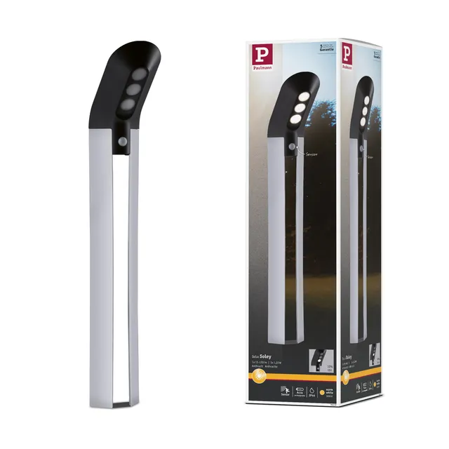 Paulmann Soley 94252 Solar Pollerleuchte Anthrazit warmweiß