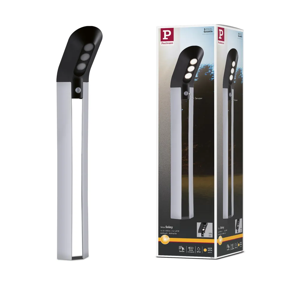 Paulmann Soley 94252 Solar Pollerleuchte Anthrazit warmweiß