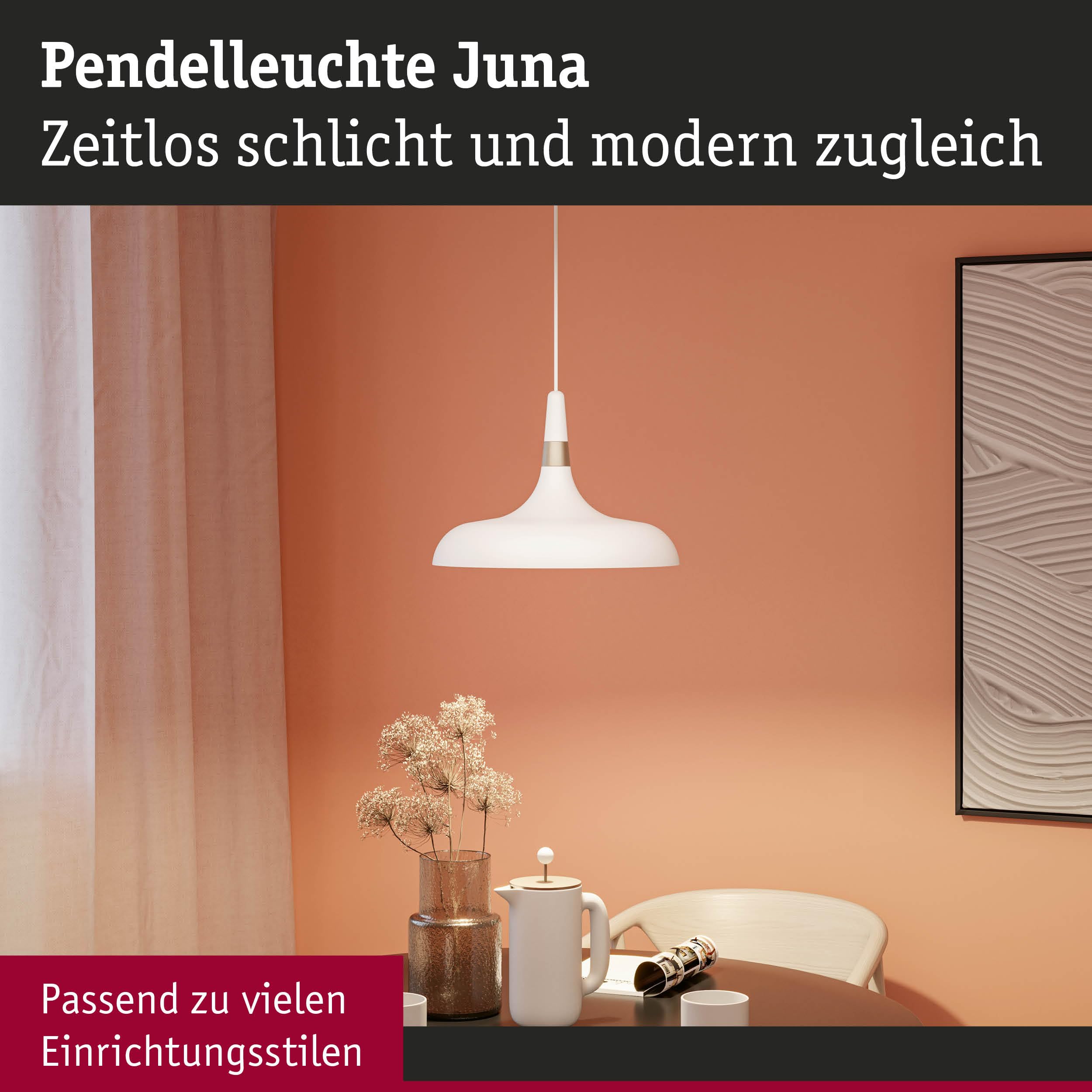 Paulmann Juna 78484 Pendelleuchte E27 Weiß matt dimmbar Metall