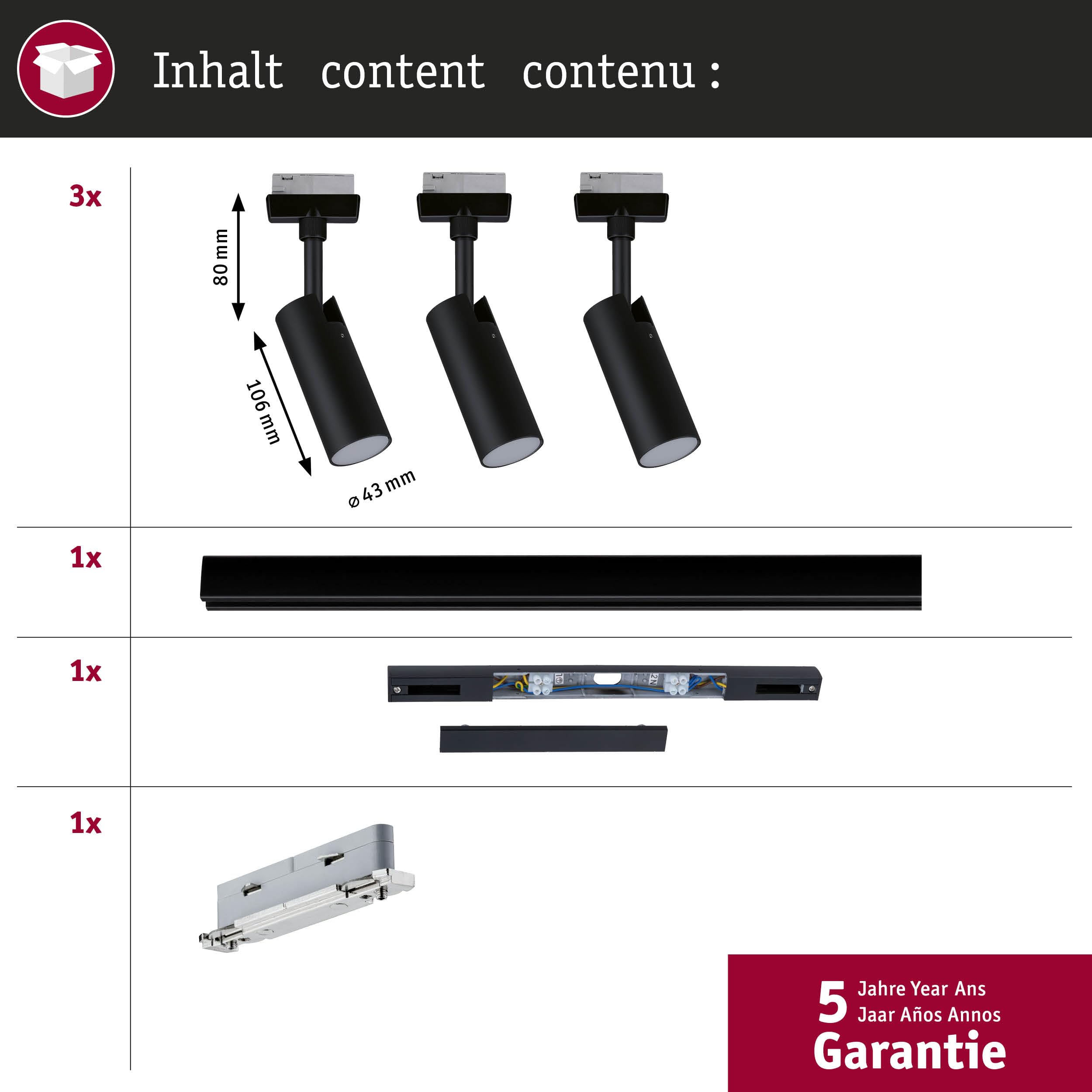 Paulmann URail Tubo 5227 Starterset schwarz 3000K 3er