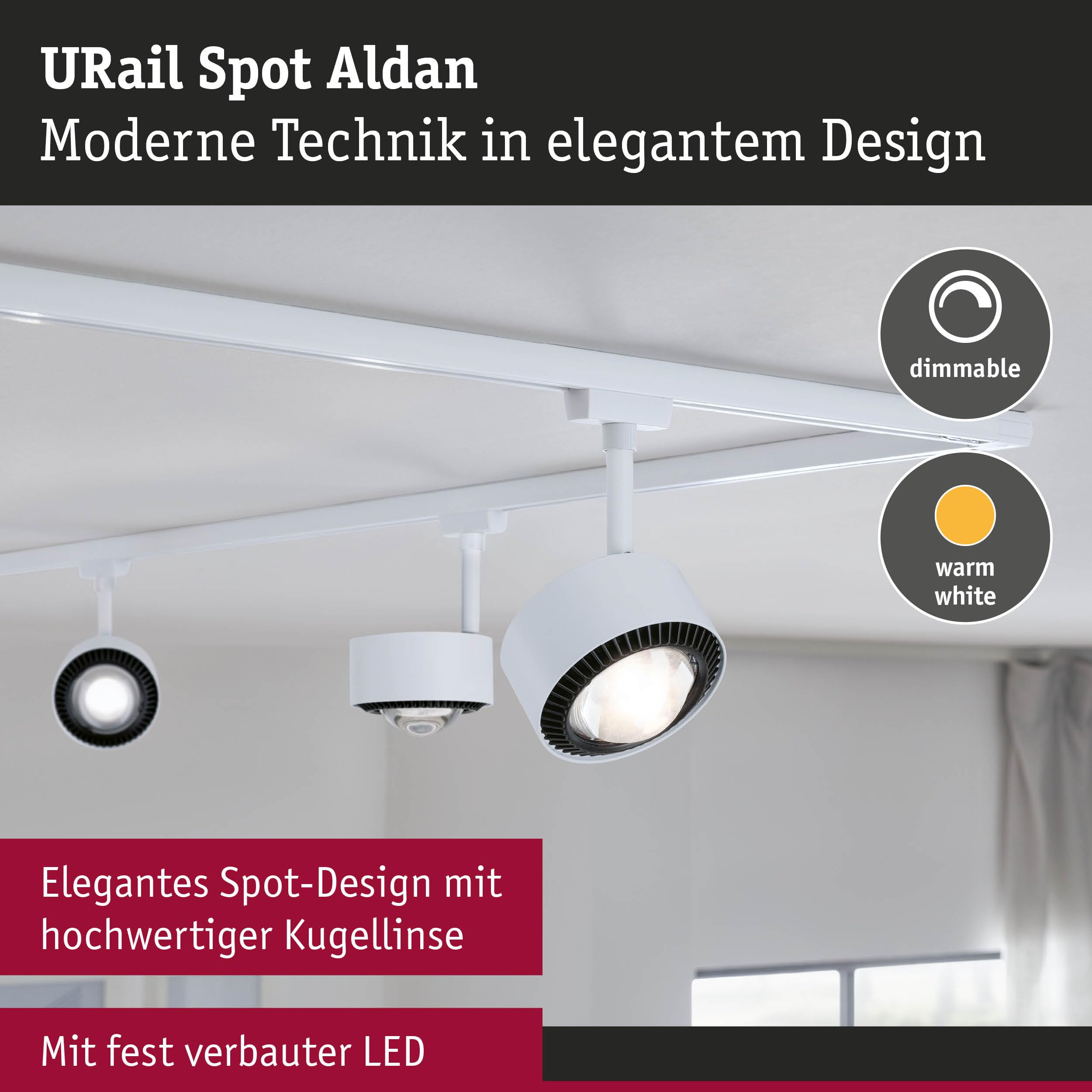 Paulmann URail Aldan 94897 Schienenspot 3000K Weiß