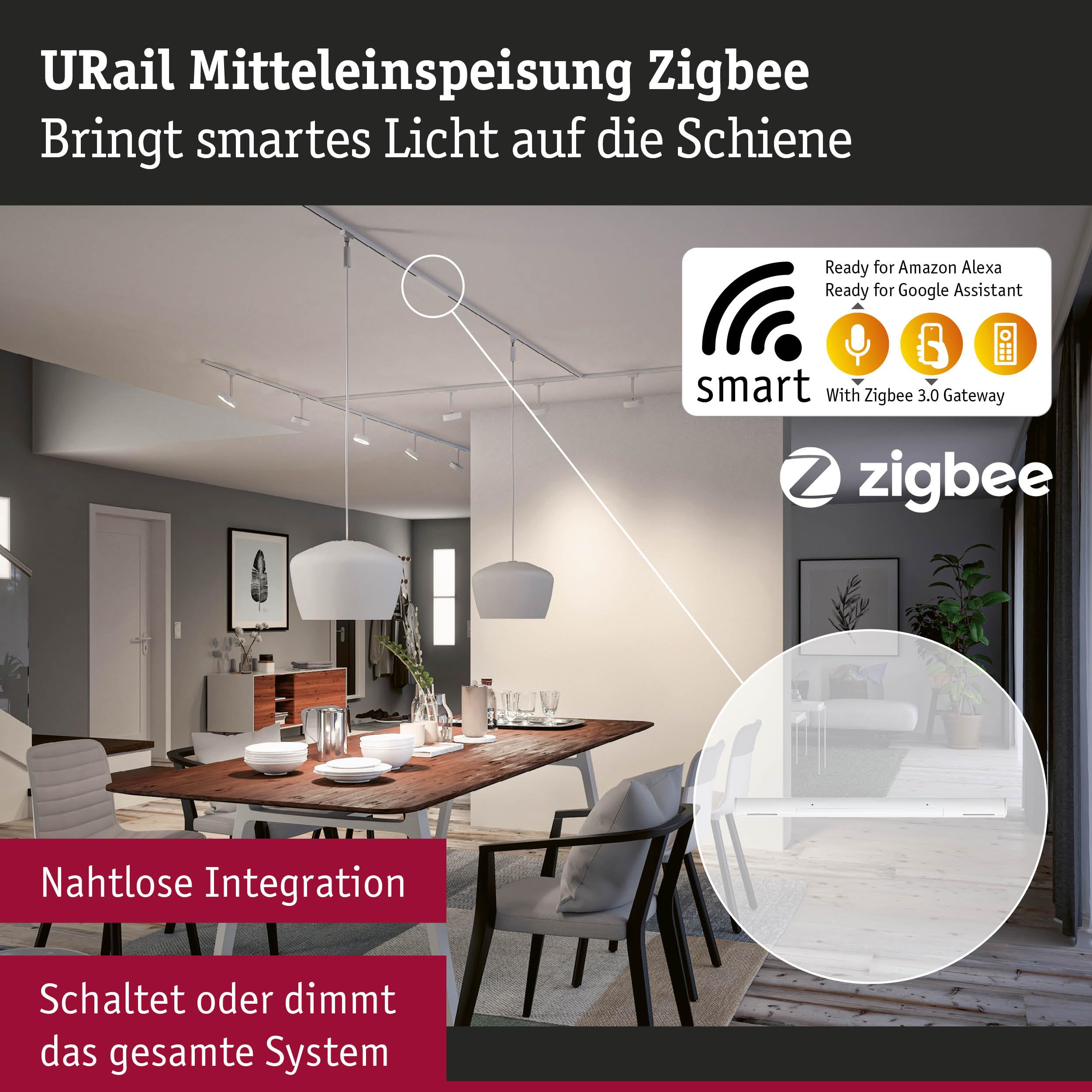 Paulmann URail 95668 Mitteleinspeisung Zigbee 3.0 Signalweiß dimmbar