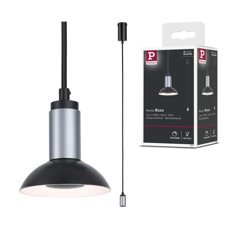 Paulmann Neordic Runa 79519 Pendelleuchte GU10 schwarz