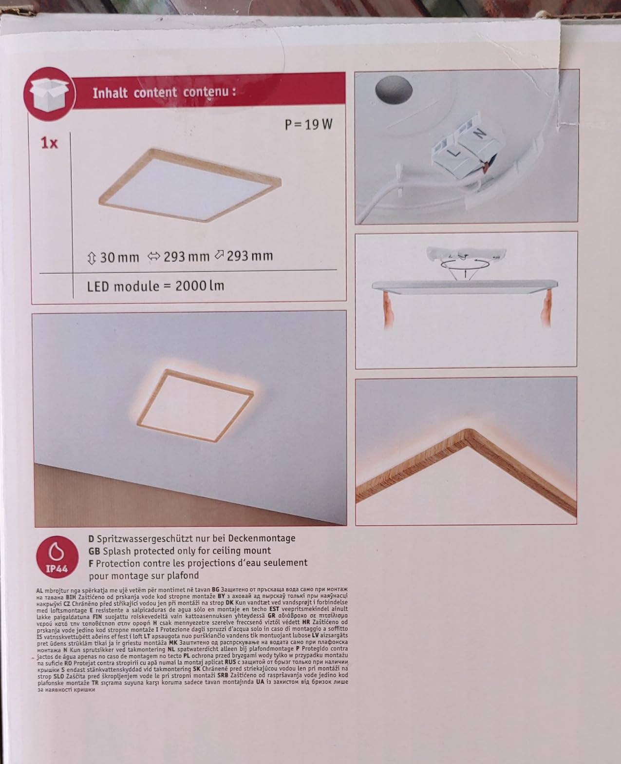Paulmann Atria Shine 71030 LED Panel Holz 3000K