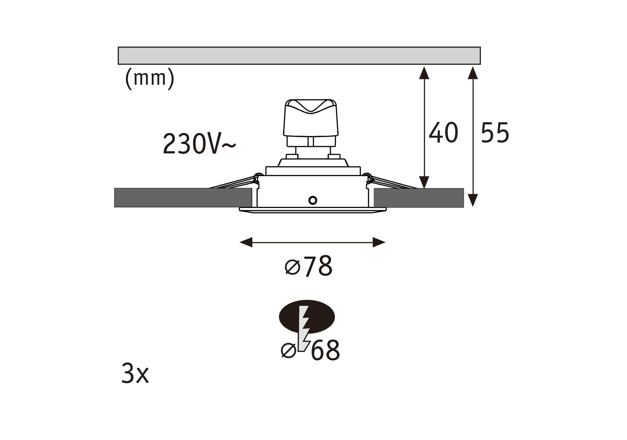 Paulmann Nova GU10 Flat starr Einbauleuchte 3er Weiß 4000K IP44