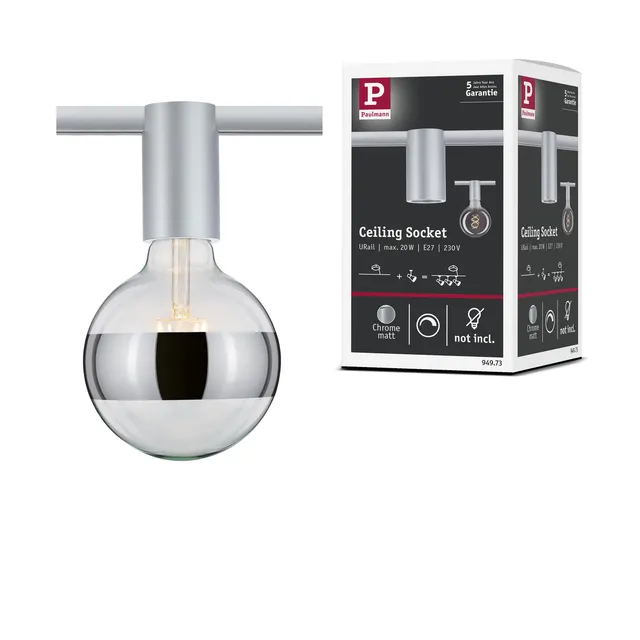 Paulmann URail 94973 Socket Schienenspot Silber E27 dimmbar