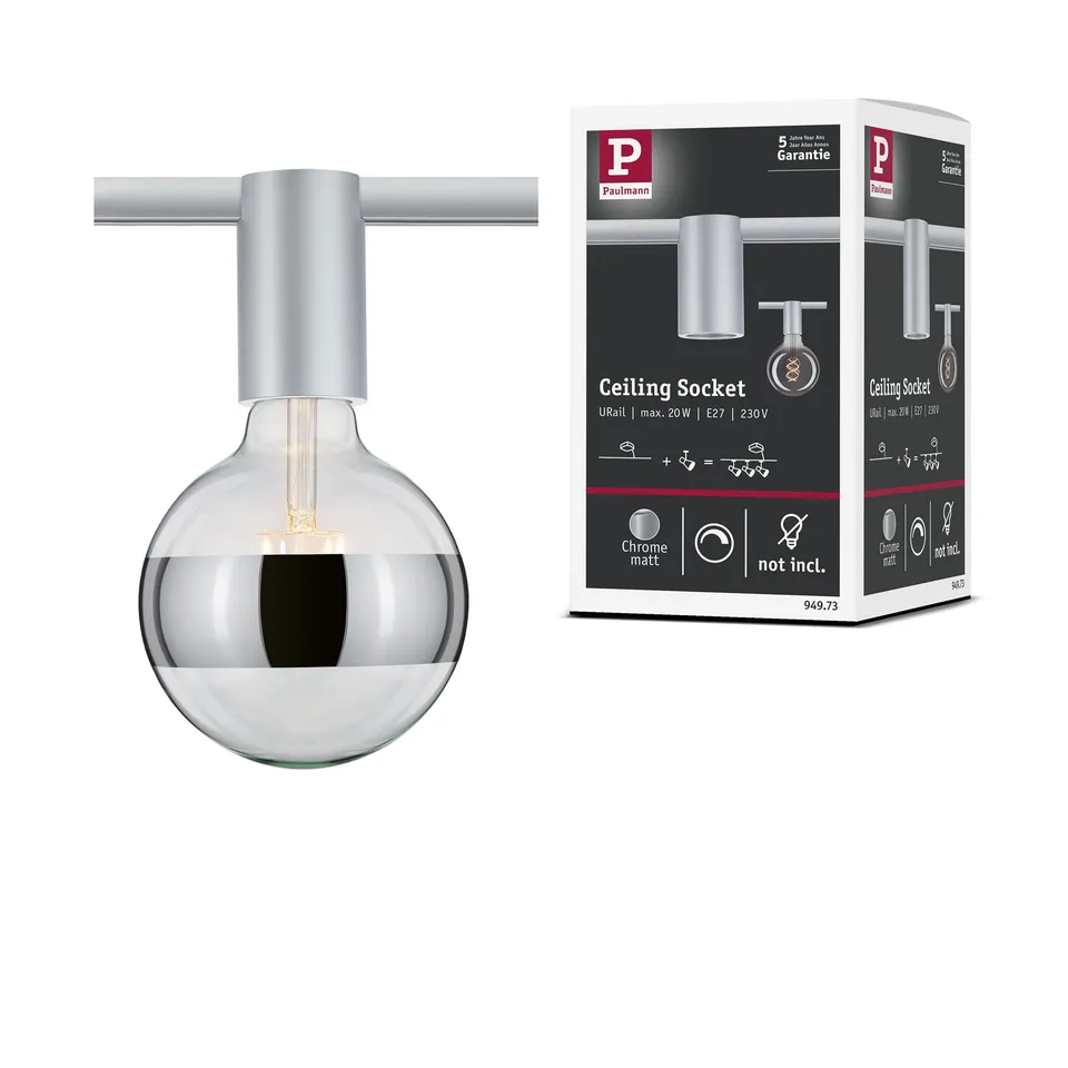 Paulmann URail 94973 Socket Schienenspot Silber E27 dimmbar