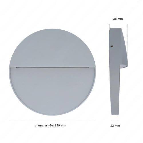 Hoftronic Wandleuchte Rund Grau 3000K IP54