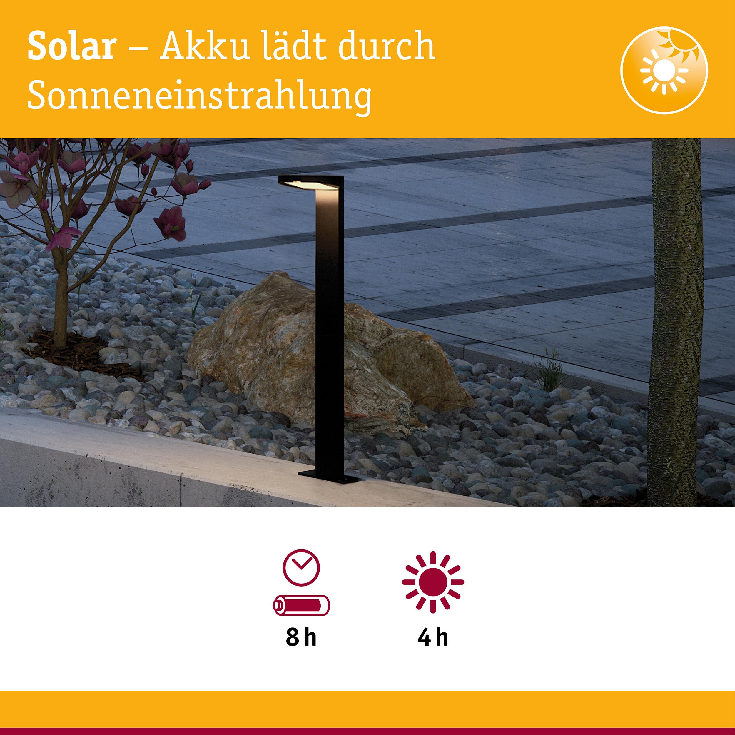 Paulmann Ryse 94249 Solar Pollerleuchte Sensor IP44