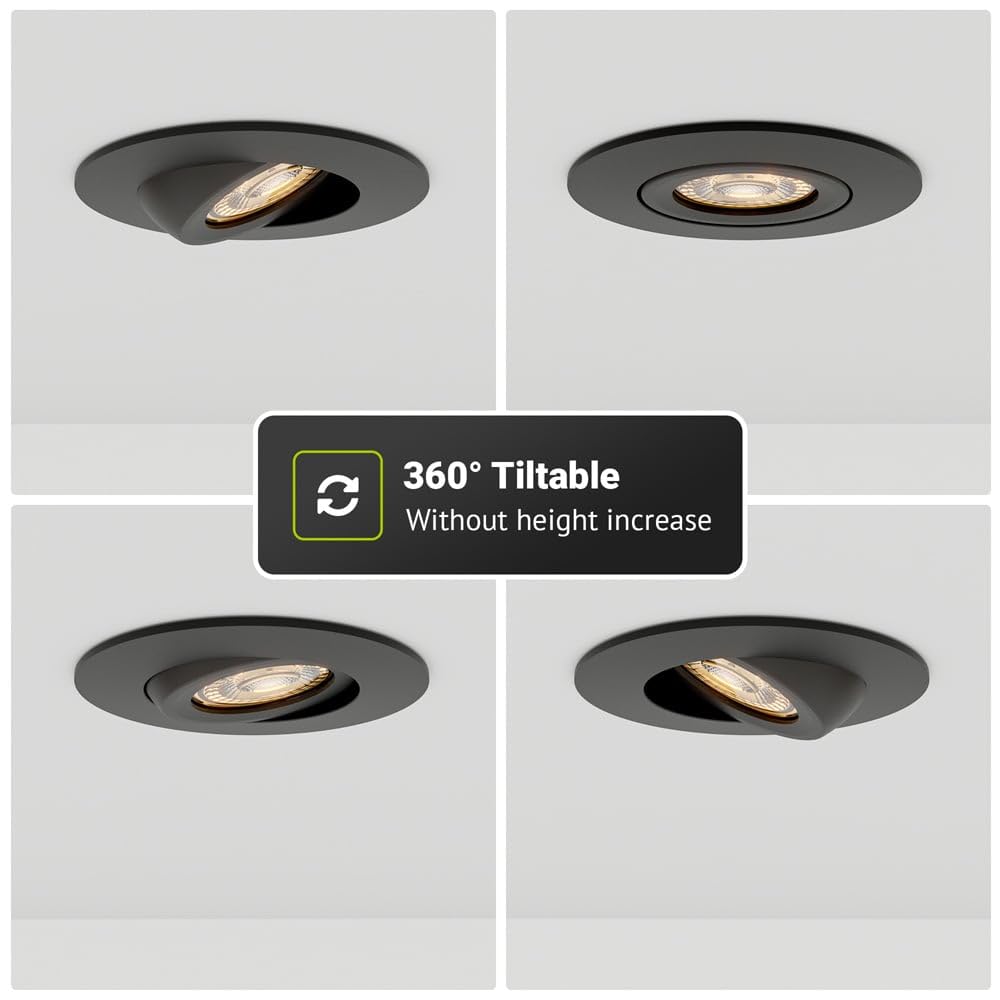Hoftronic Neapel Einbaustrahler 3er Set Schwarz IP65 2700K