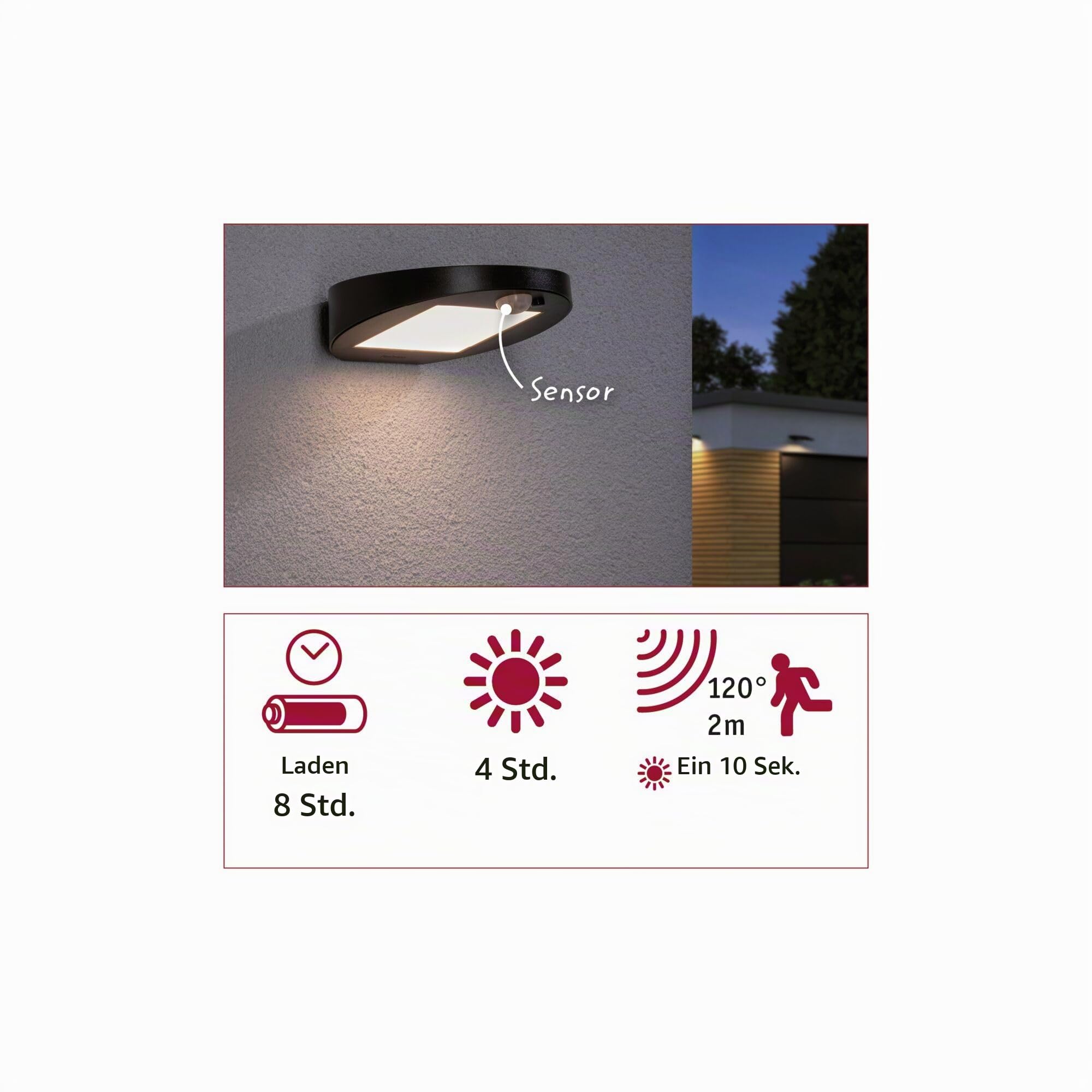 Paulmann Ryse 94246 Solar Wandleuchte Anthrazit 3000K