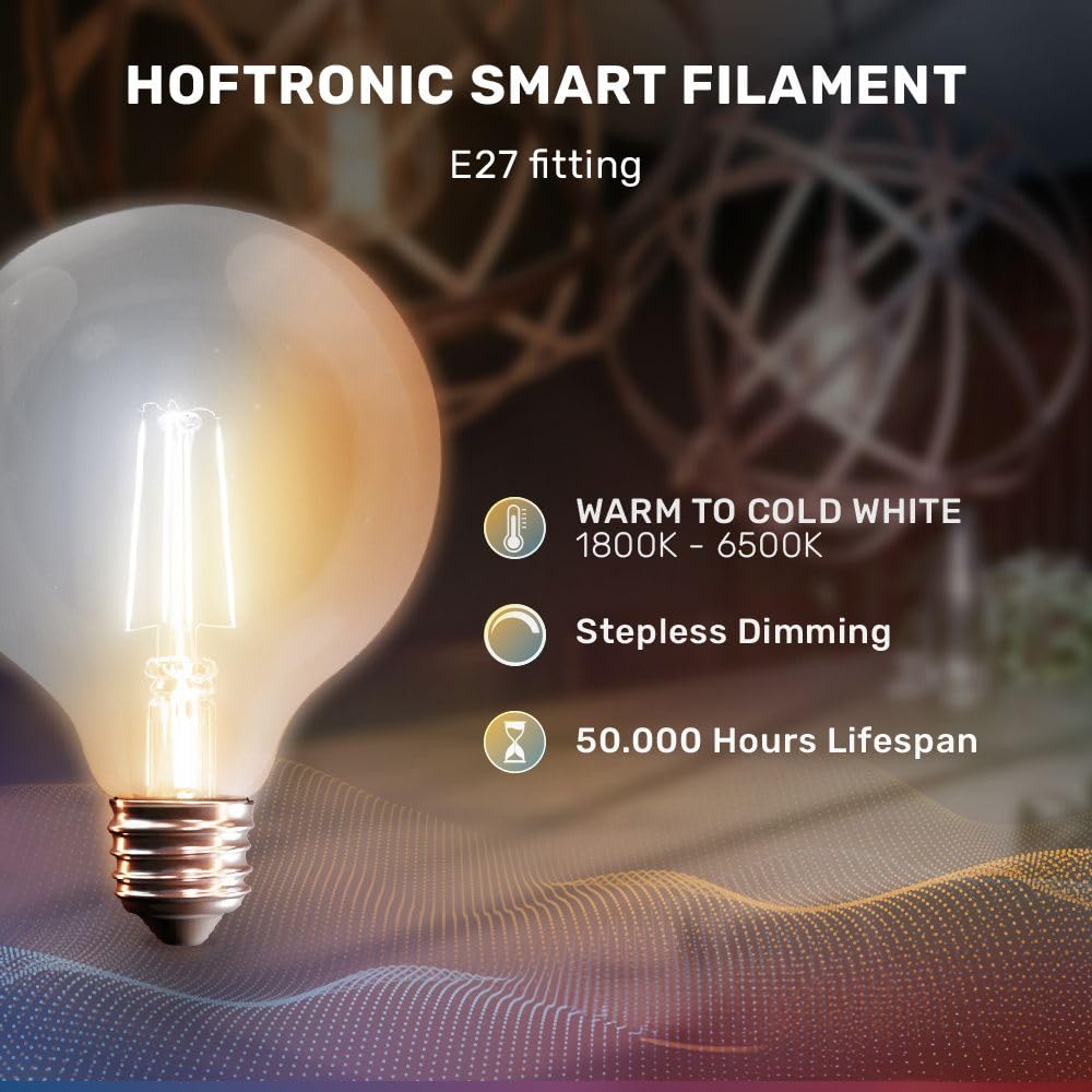 Hoftronic Smart Filament E27 G125 3er Set warm-kalt