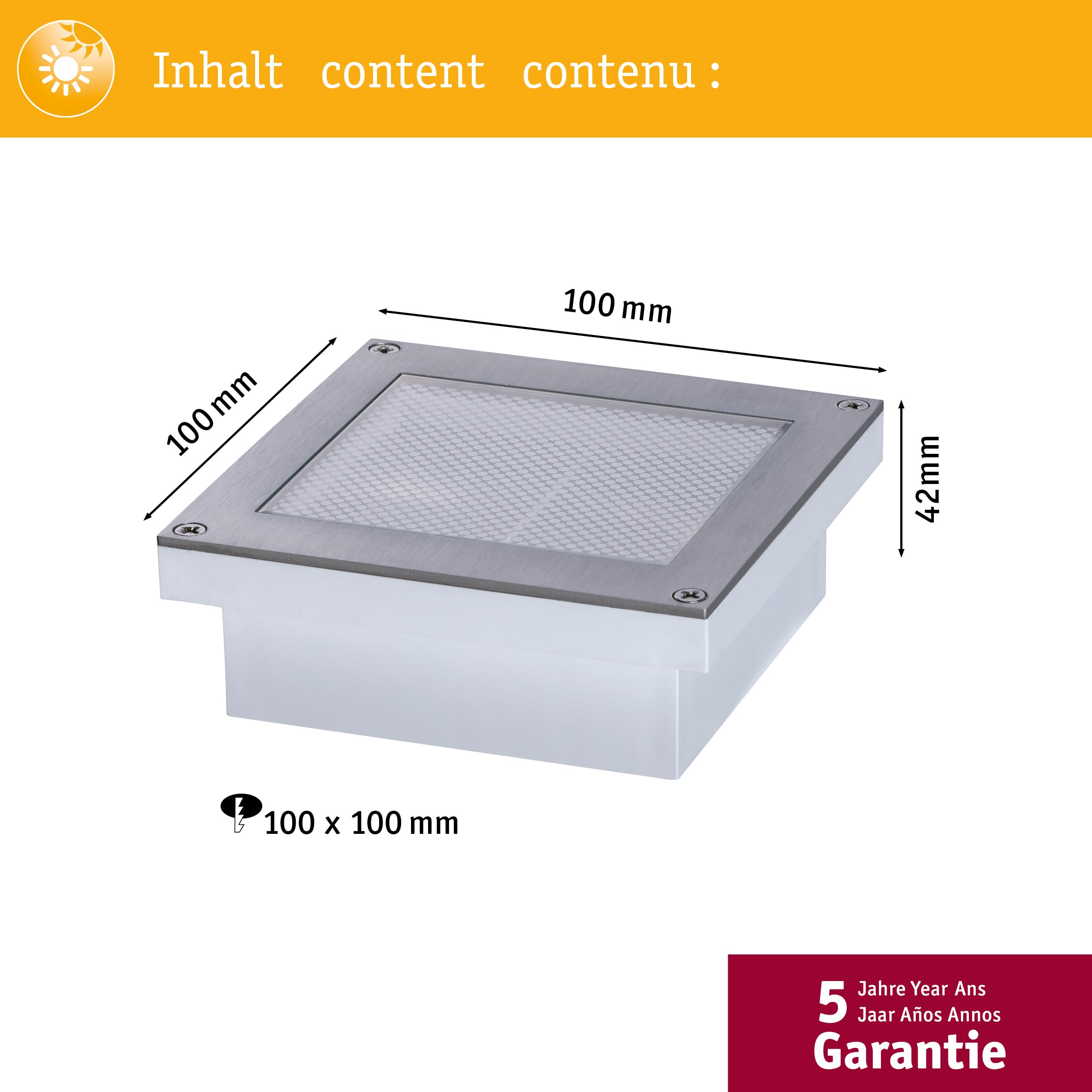 Paulmann Aron 94238 Solar Bodeneinbauleuchte 10x10cm IP67
