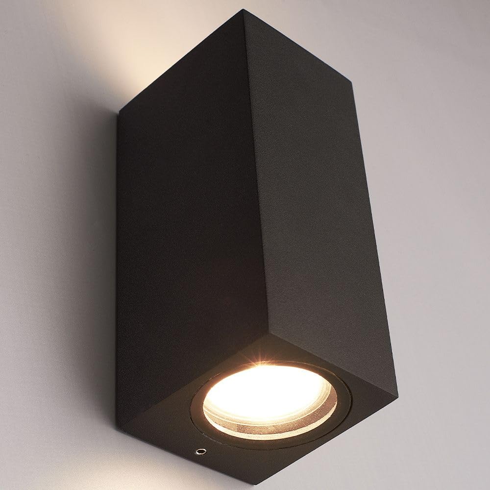 Hoftronic Selma Außenwandleuchte schwarz IP65 2xGU10