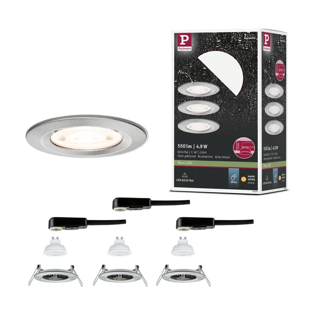 Paulmann Nova GU10 Flat 92279 Einbauleuchte 3er-Set IP44