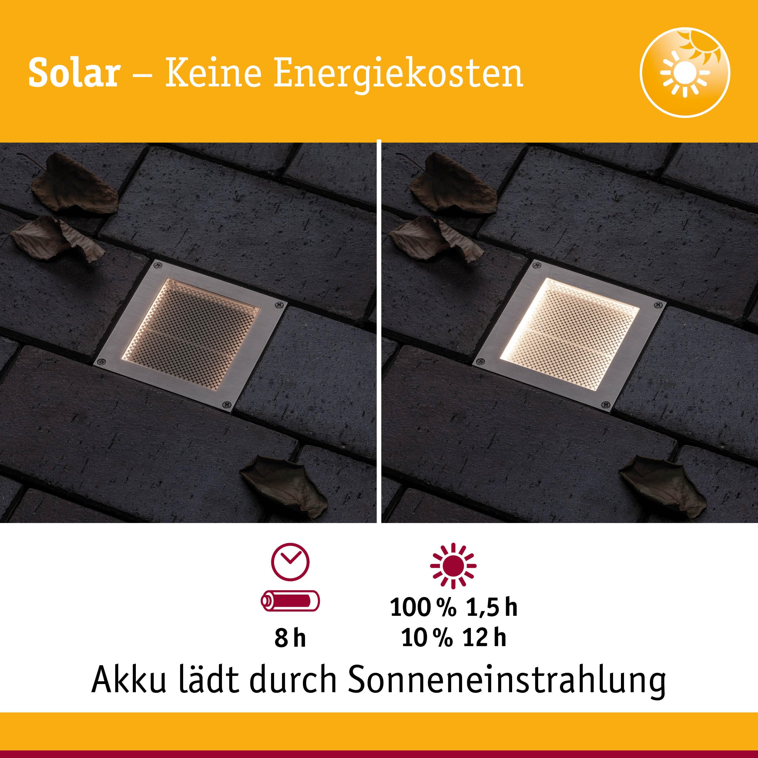 Paulmann Aron 94238 Solar Bodeneinbauleuchte 10x10cm IP67