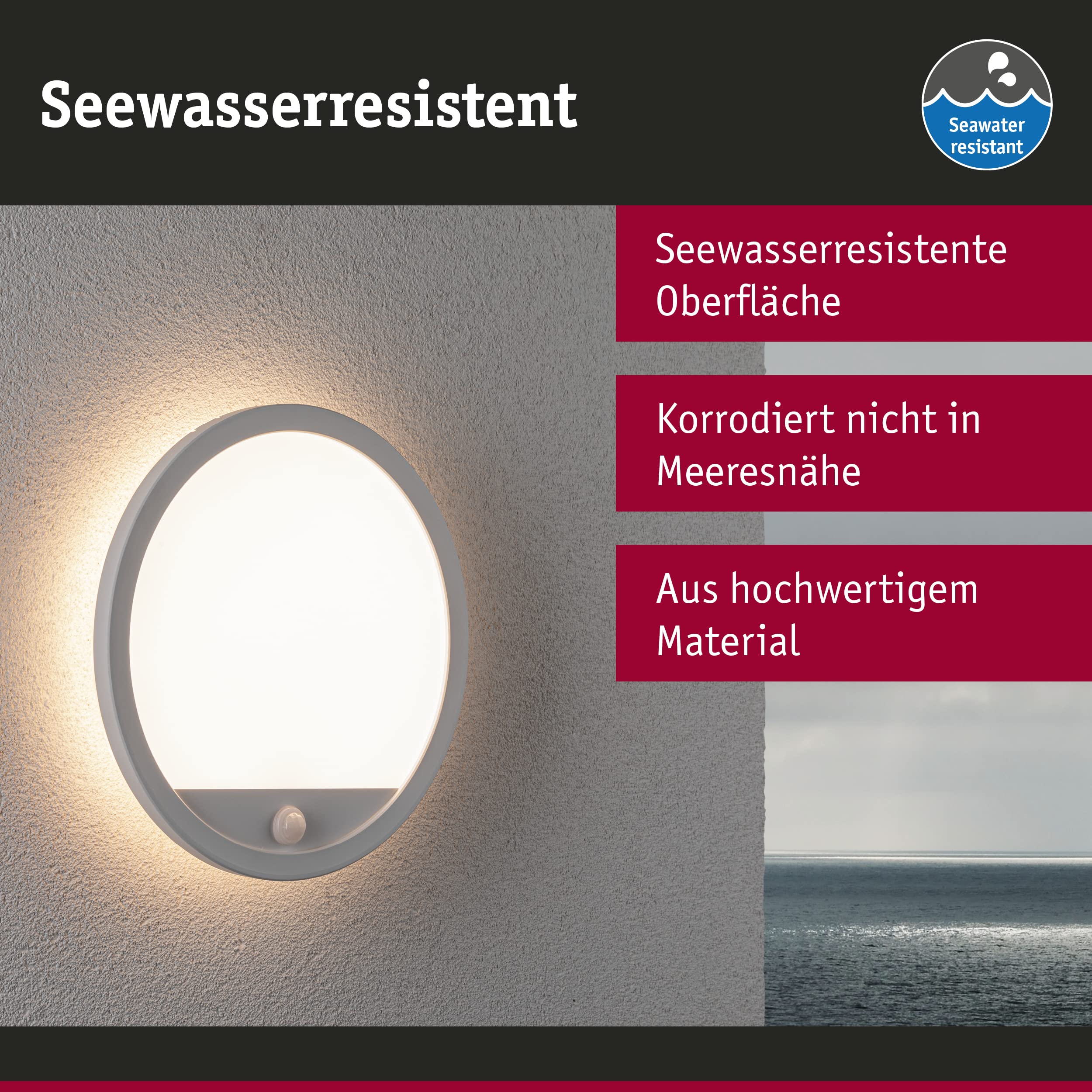 Paulmann Lamina 94662 Aussenleuchte Panel rund weiss Bewegungsmelder