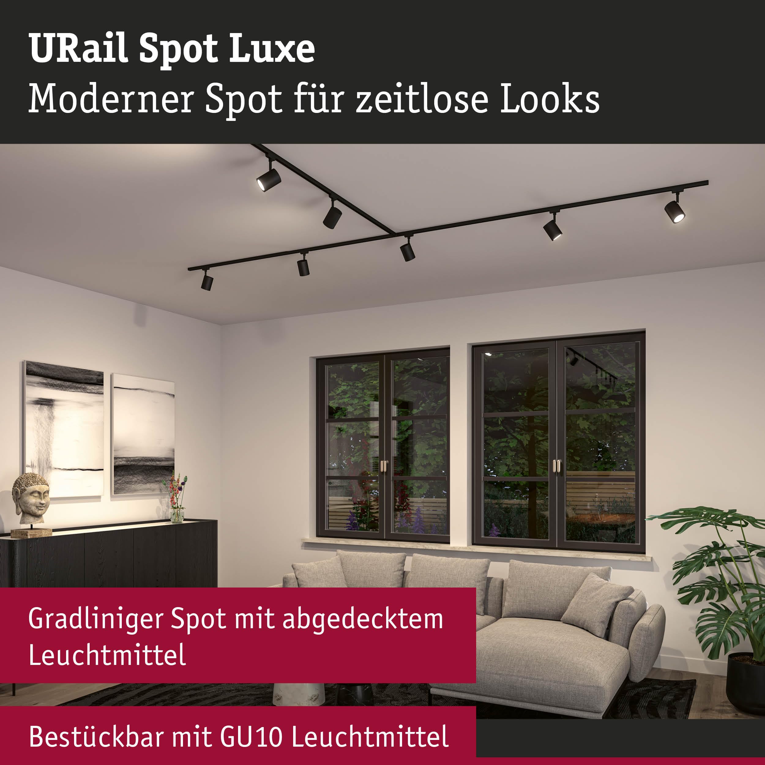 Paulmann URail Luxe Schienenspot GU10 Schwarz matt dimmbar