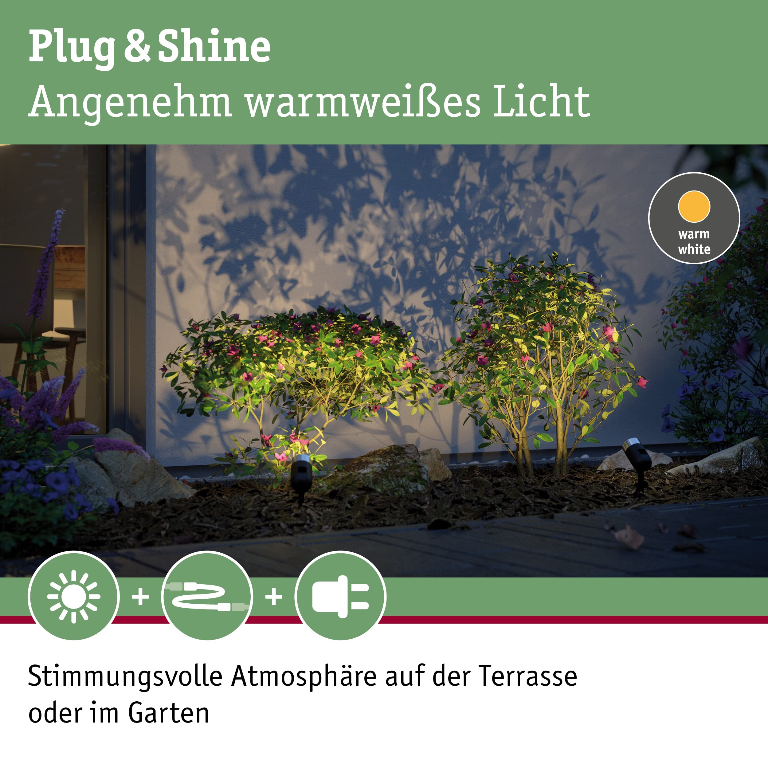 Paulmann Plug & Shine Pike 94242 LED Gartenstrahler Basisset 3000K