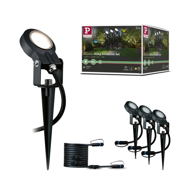 Paulmann 93689 Plug&Shine Sting Gartenspieß 3x6W anthrazit