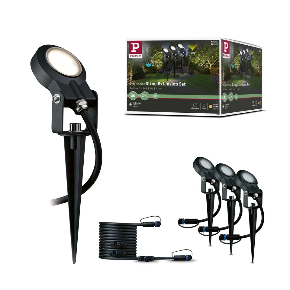 Paulmann 93689 Plug&Shine Sting Gartenspieß 3x6W anthrazit
