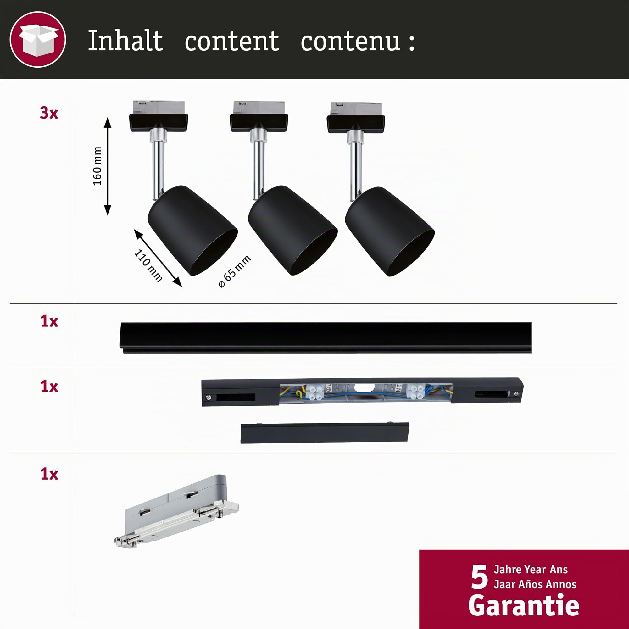Paulmann URail 5244 Schienenspot Cover Starterset GU10 Schwarz