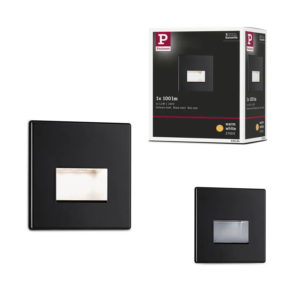 Paulmann Edge Quadro 93094 Wandeinbauleuchte Schwarz matt