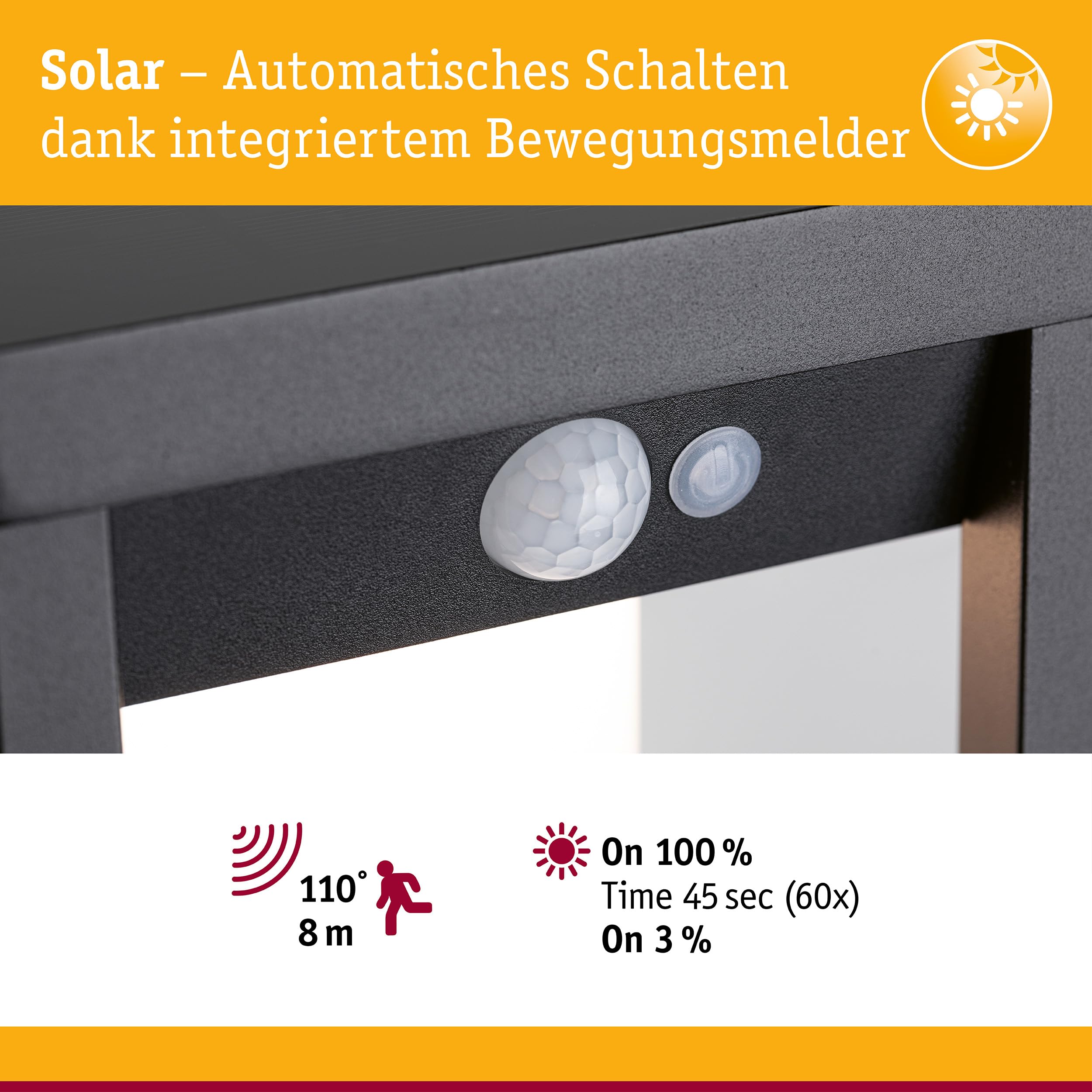 Paulmann Marisol 94573 Solarleuchte Schwarz Bewegungsmelder