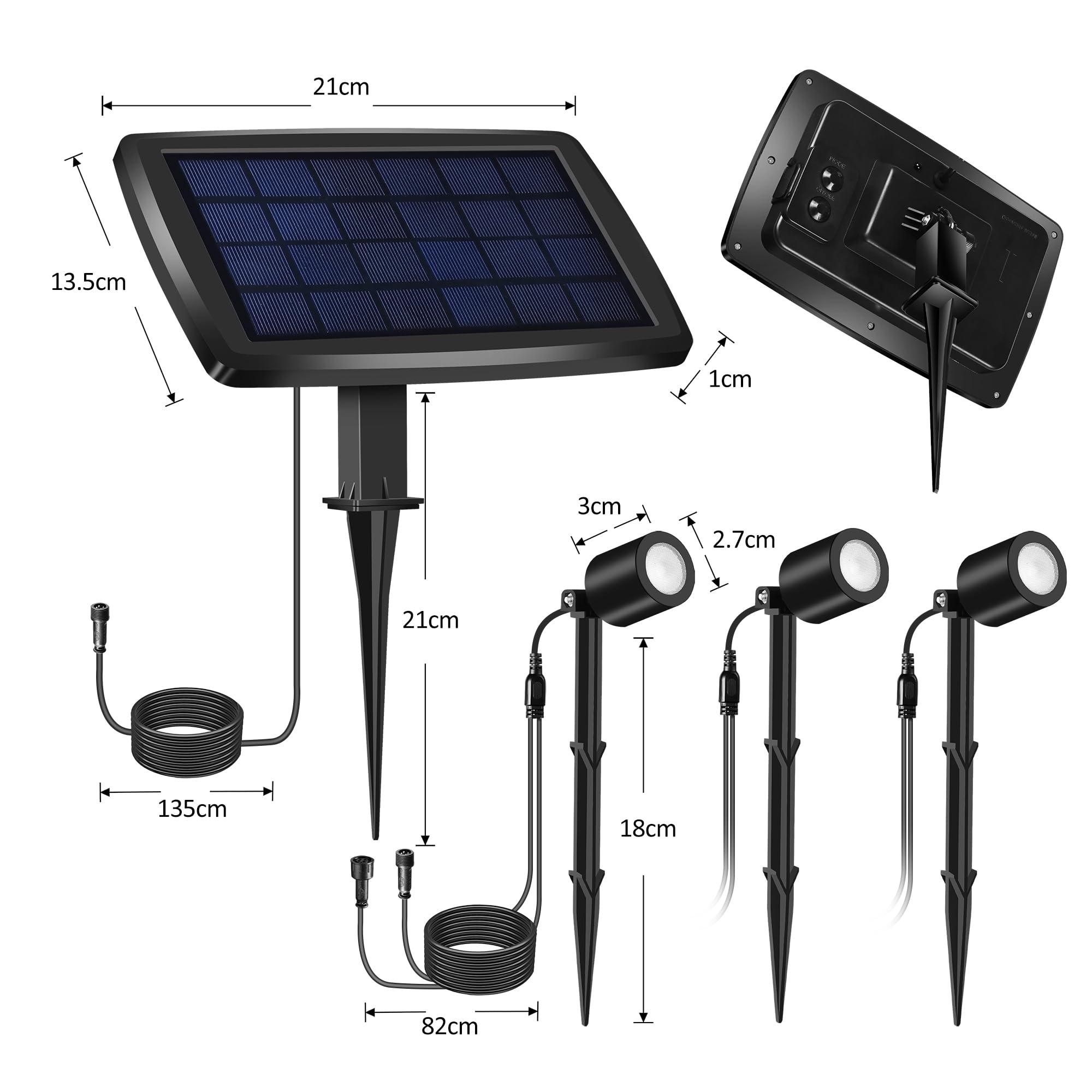 Phonar Solar Gartenstrahler mit Tiervertreiber RGB 3er Set