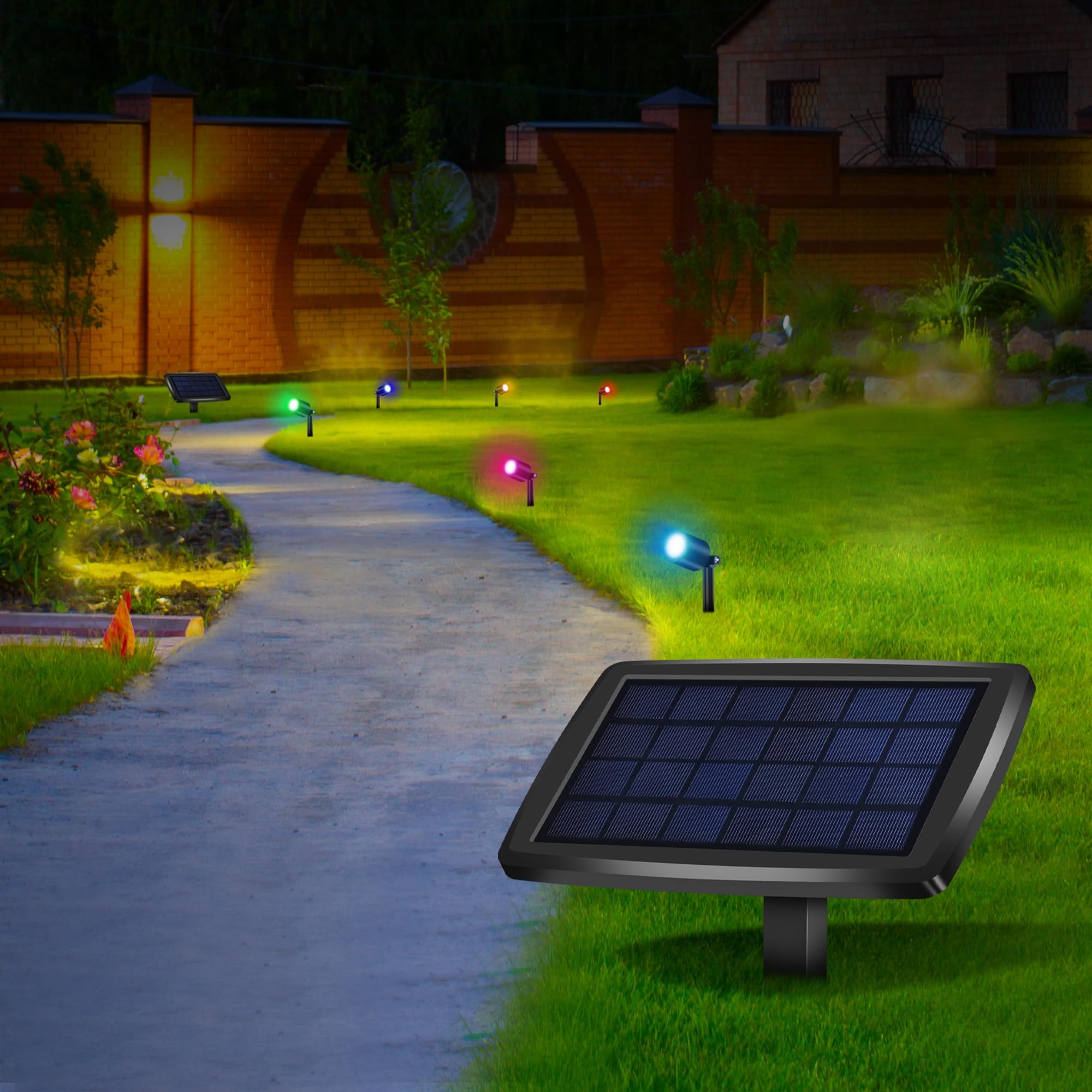 Phonar Solar Gartenstrahler mit Tiervertreiber RGB 3er Set