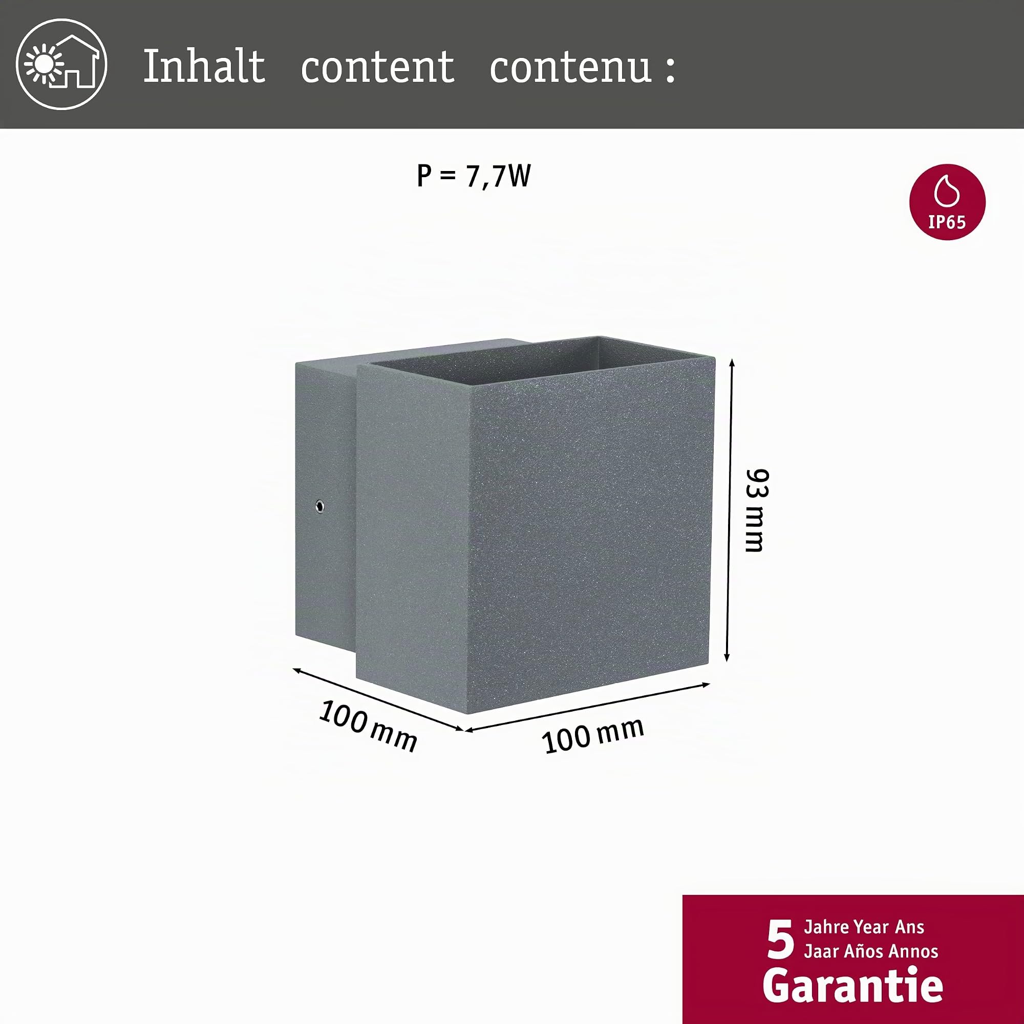 Paulmann Cybo LED Wandaufbauleuchte eckig grau IP65 2x3W