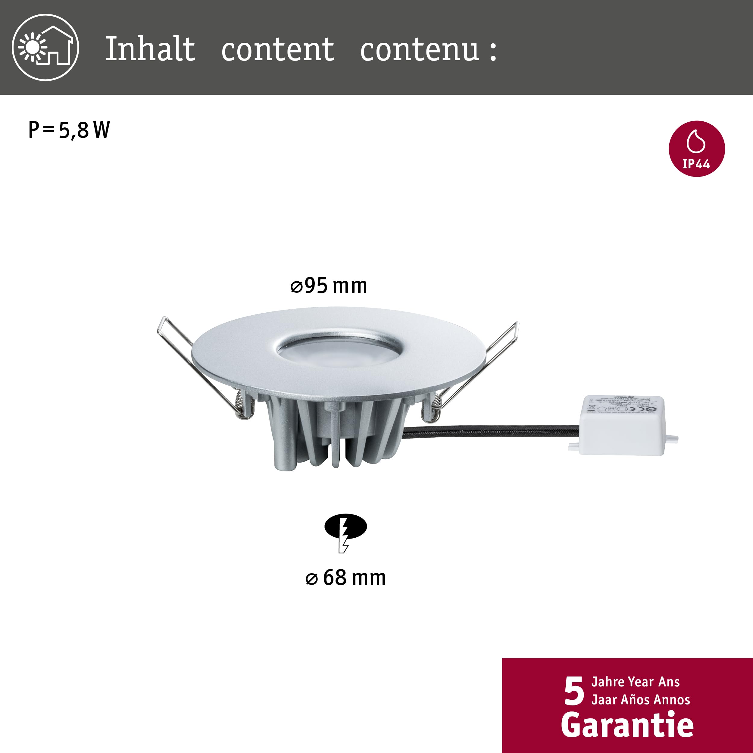 Paulmann 79666 House Downlight Einbauleuchte IP44 4,4W
