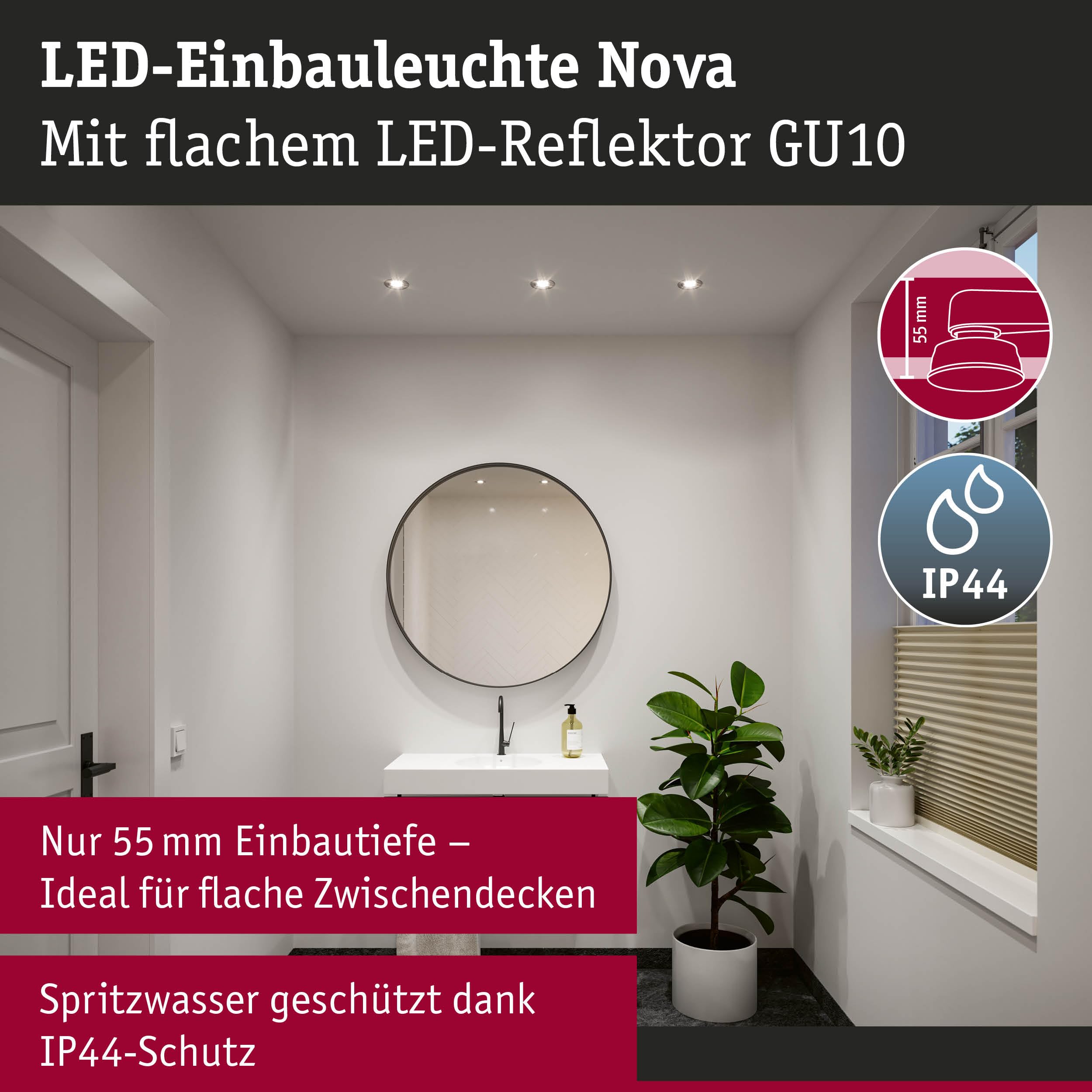 Paulmann Nova 92338 Einbauleuchte 3er-Set 4000K IP44
