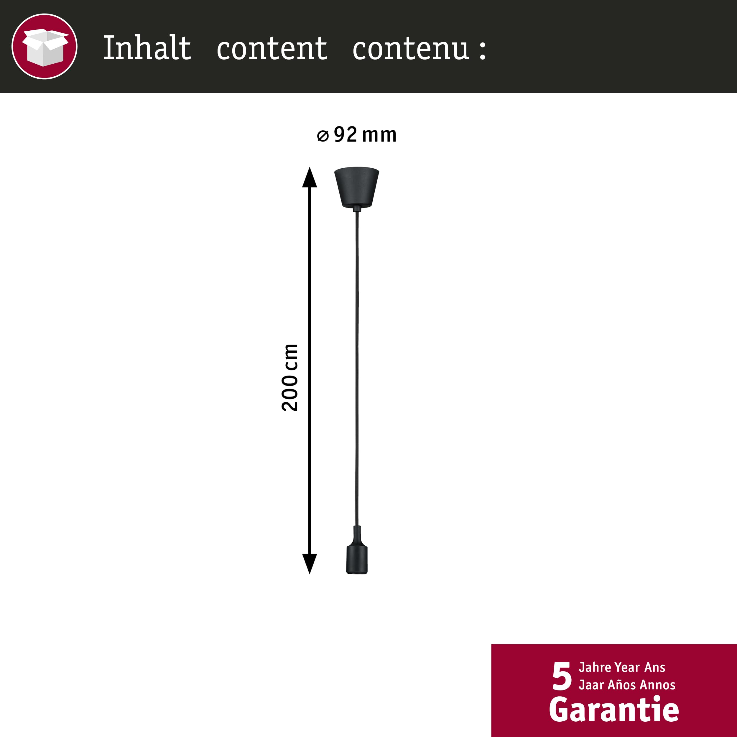 Paulmann Neordic Ketil 50346 Pendelleuchte schwarz E27 IP44