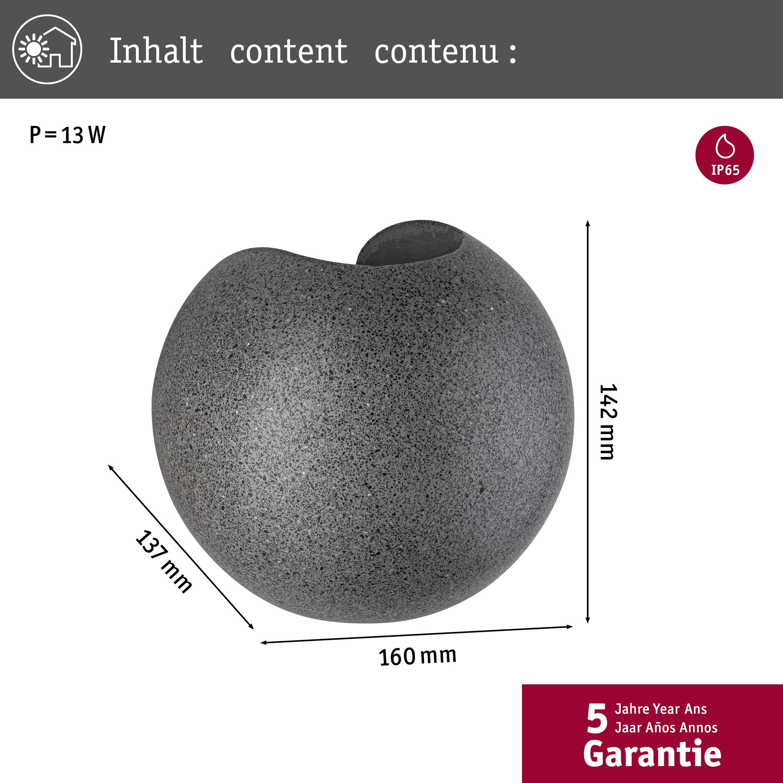 Paulmann Concrea Außenwandleuchte Beton IP65 warmweiß