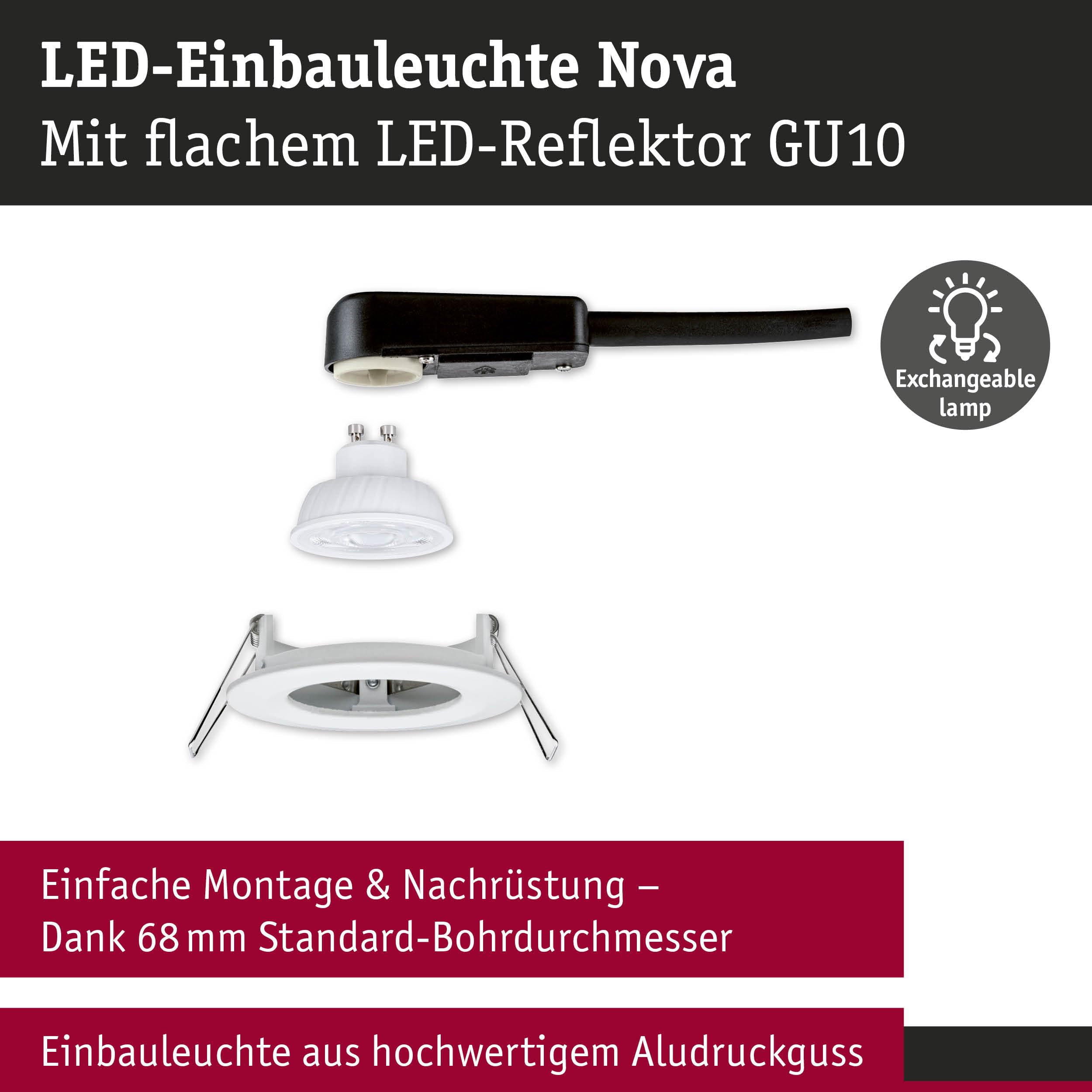 Paulmann Nova 92312 Einbauleuchte weiß starr 4000K neutralweiß