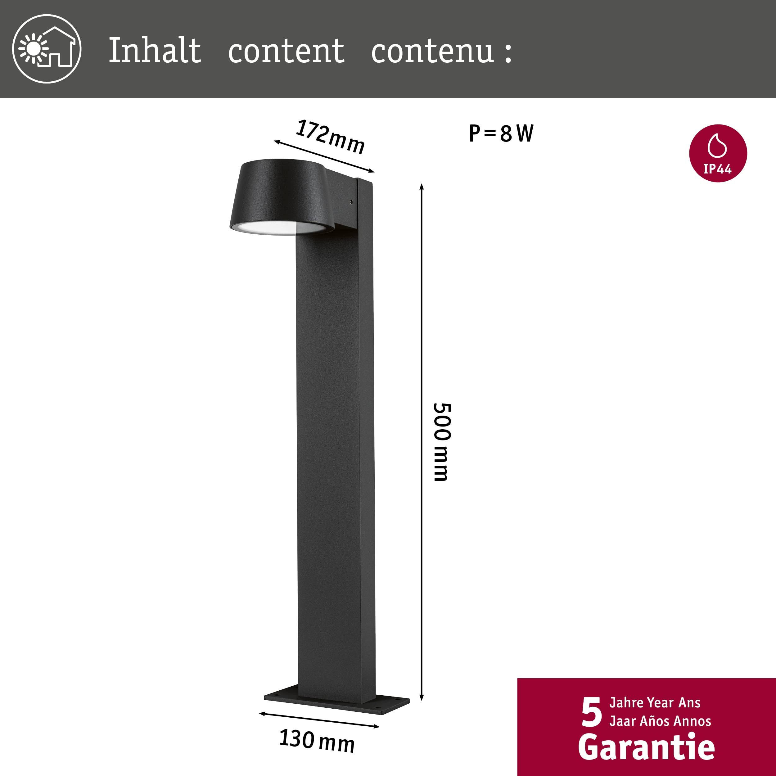 Paulmann Capea 94454 Pollerleuchte 3000K Schwarz IP44