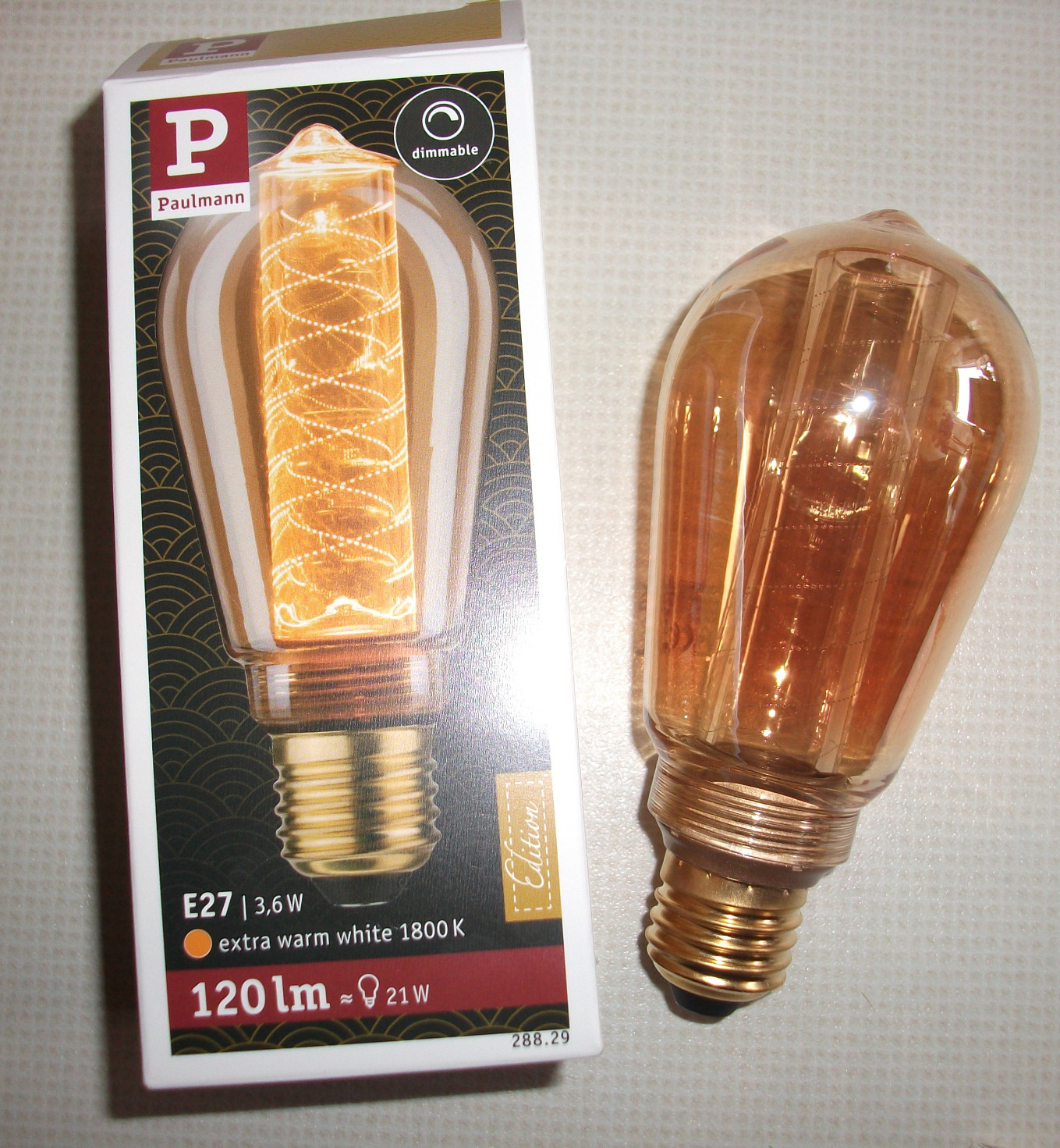 Paulmann InnerGlow 28829 ST64 LED-Birne E27 gold 1800K