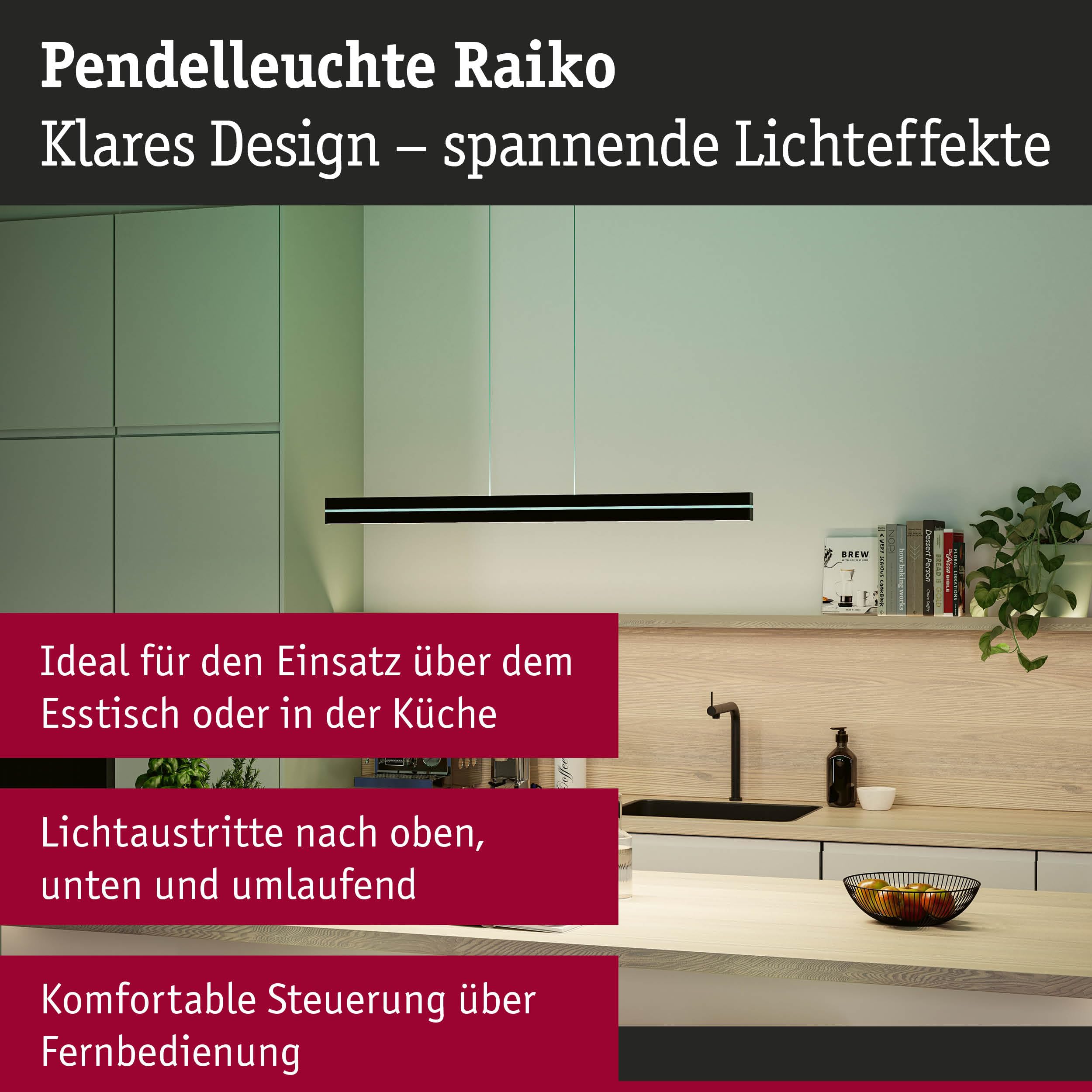 Paulmann Raiko 78474 Pendelleuchte Schwarz RGBW dimmbar