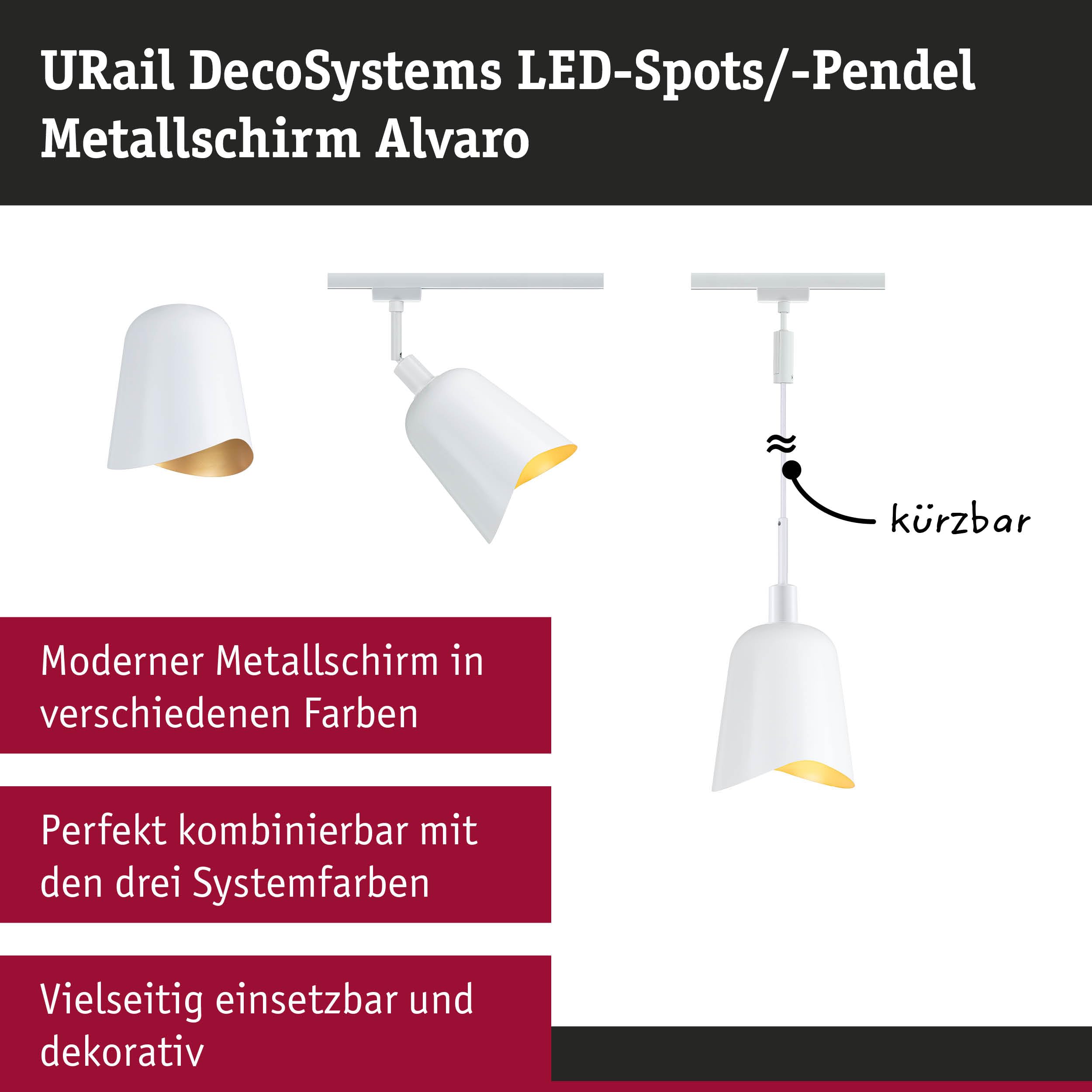 Paulmann URail Alvaro DecoSystems Schirm Weiß-Gold 144mm