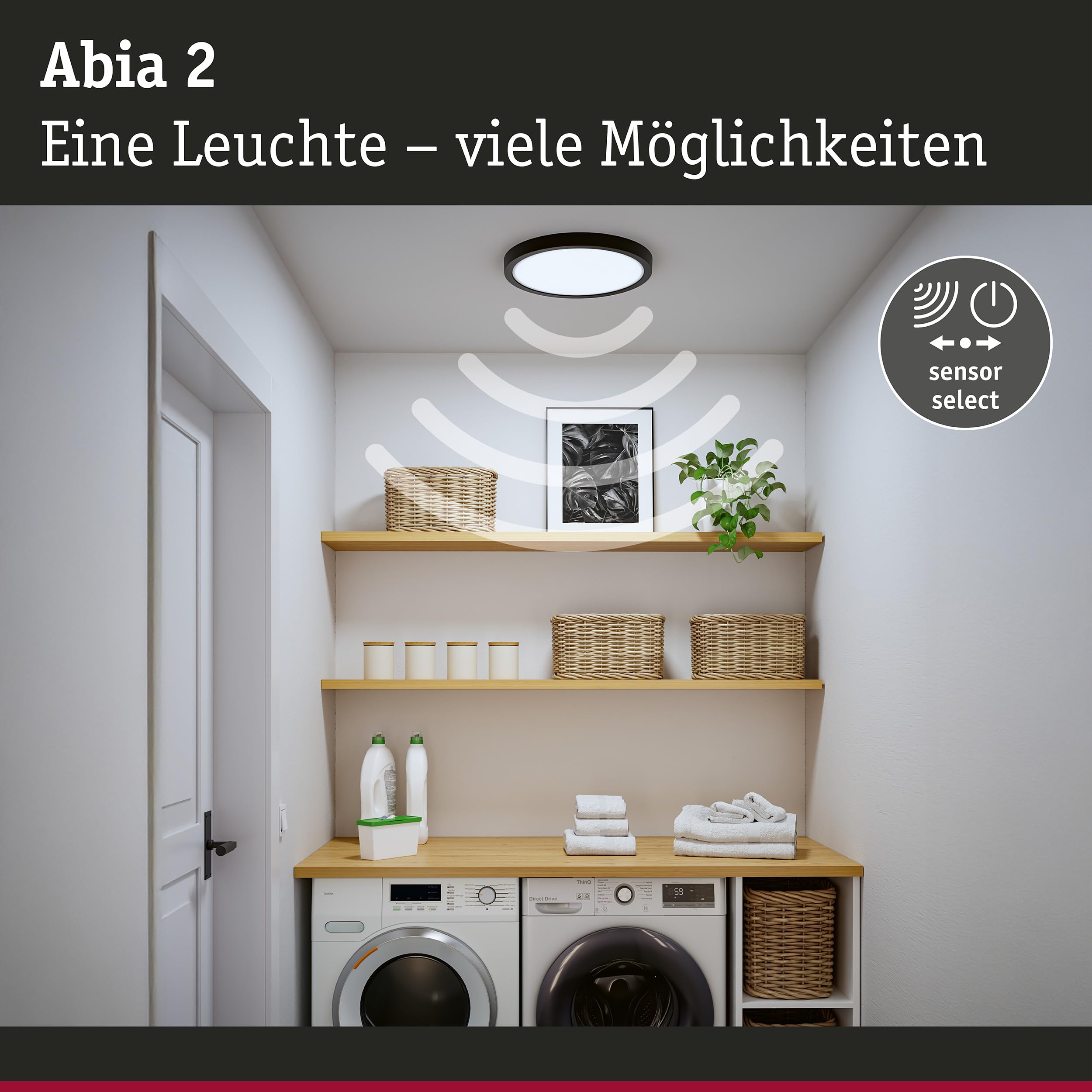 Paulmann Abia 2 LED-Panel 400mm schwarz mit Sensor