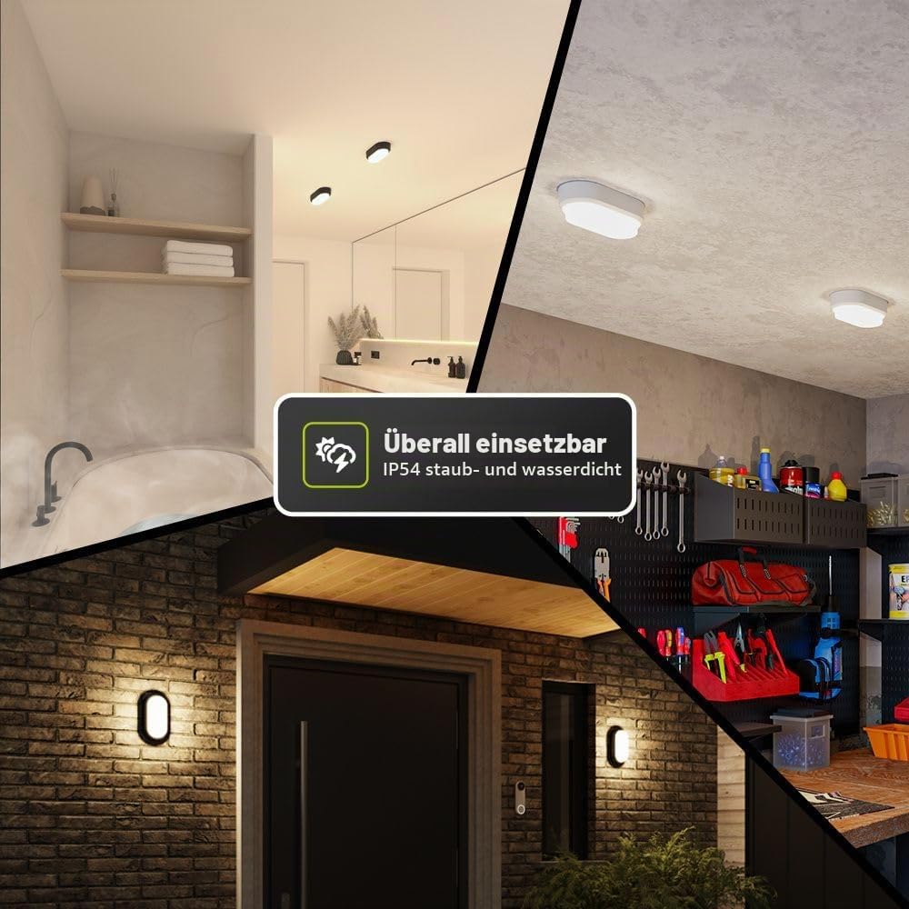 Hoftronic C-Series LED Kellerlampe oval 18W 4er Set IP54